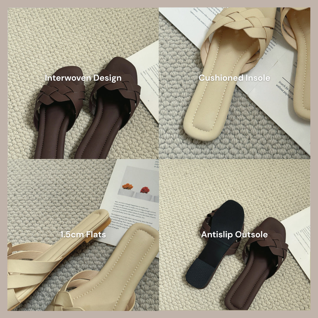 Doris Interwoven Comfy Sandals (Beige) *Wide feet 38/39/40 only