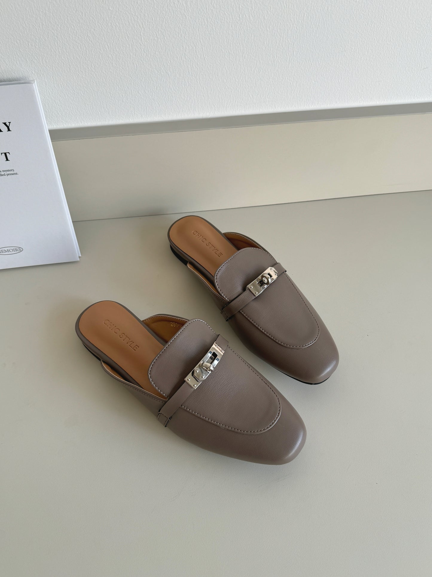 Tammie Slip On Flat Mules (Dark Grey / Size 37 38 39 40)