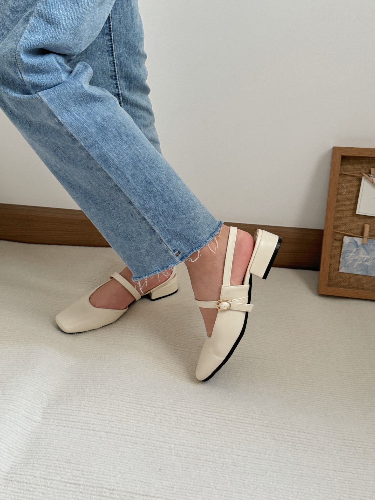 Danica Slingbacks Low Heels (Cream White / 36 39)