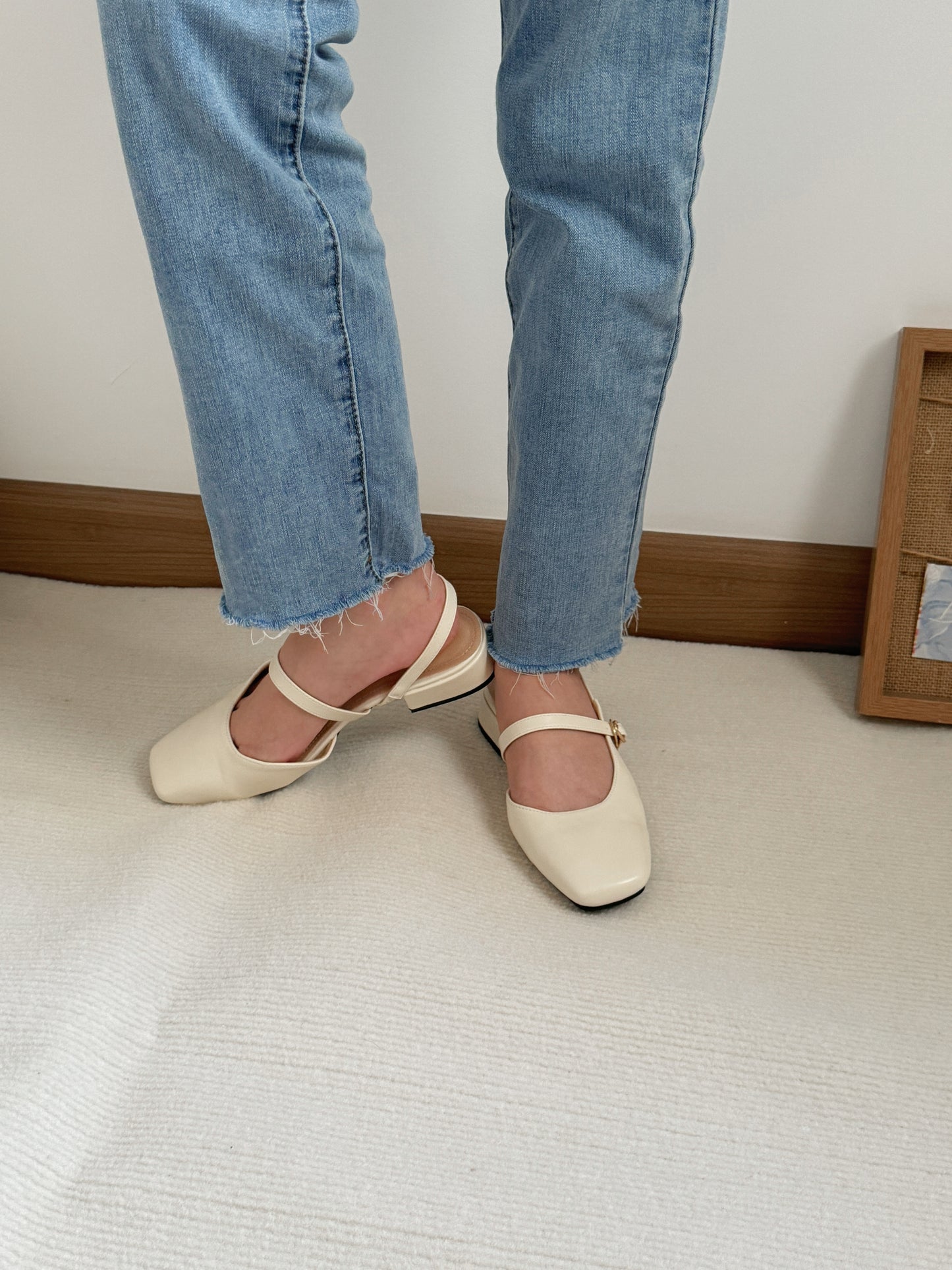 Danica Slingbacks Low Heels (Cream White / 36 39)