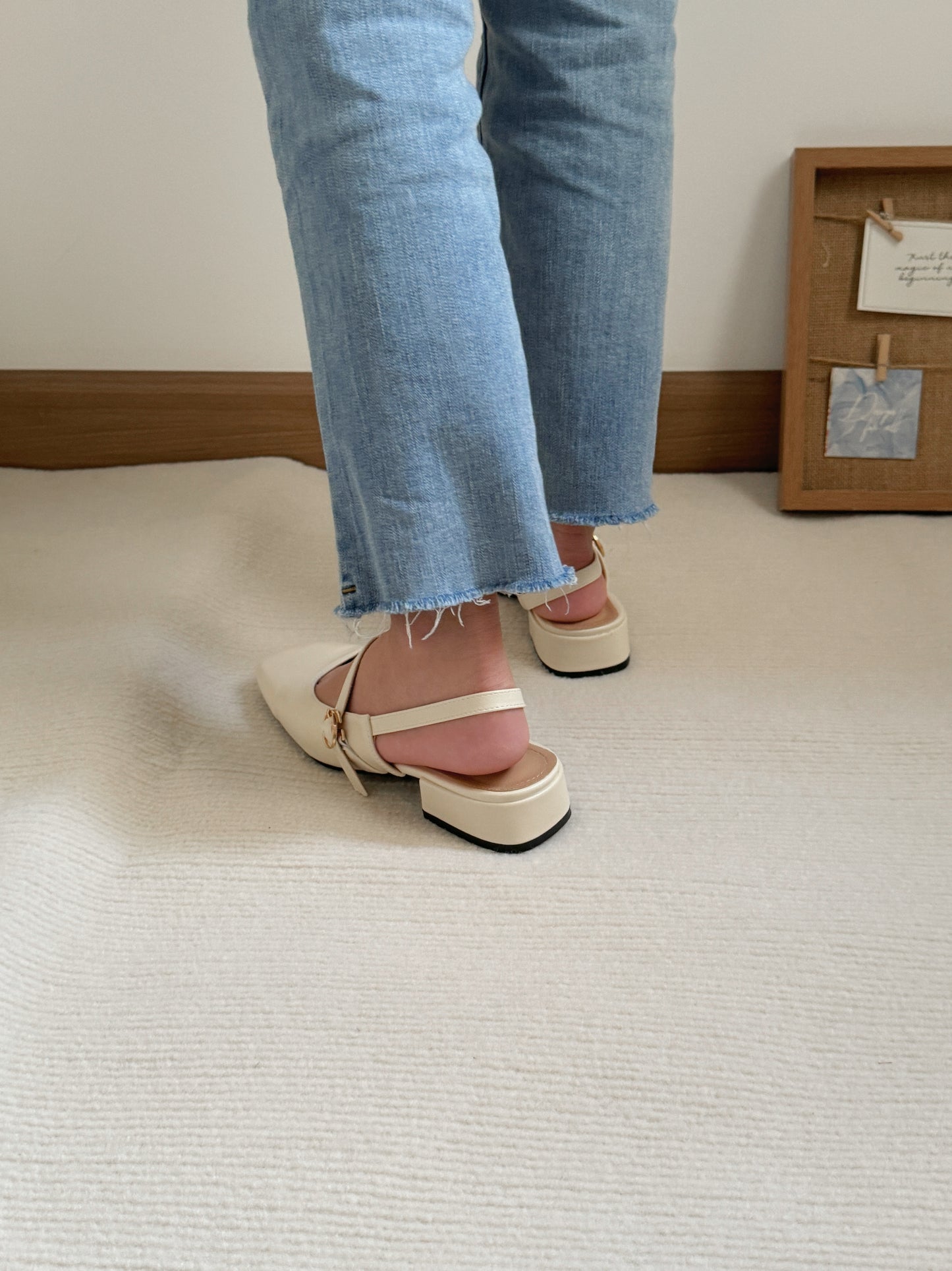 Danica Slingbacks Low Heels (Cream White / 36 39)