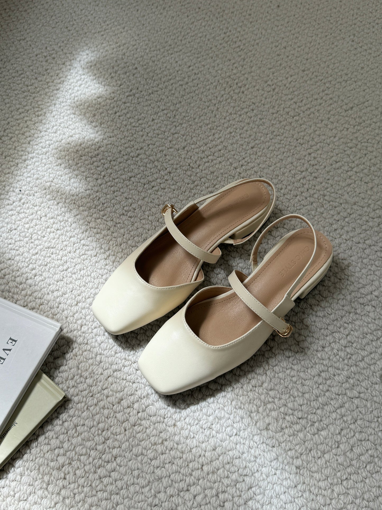 Danica Slingbacks Low Heels (Cream White / 36 39)
