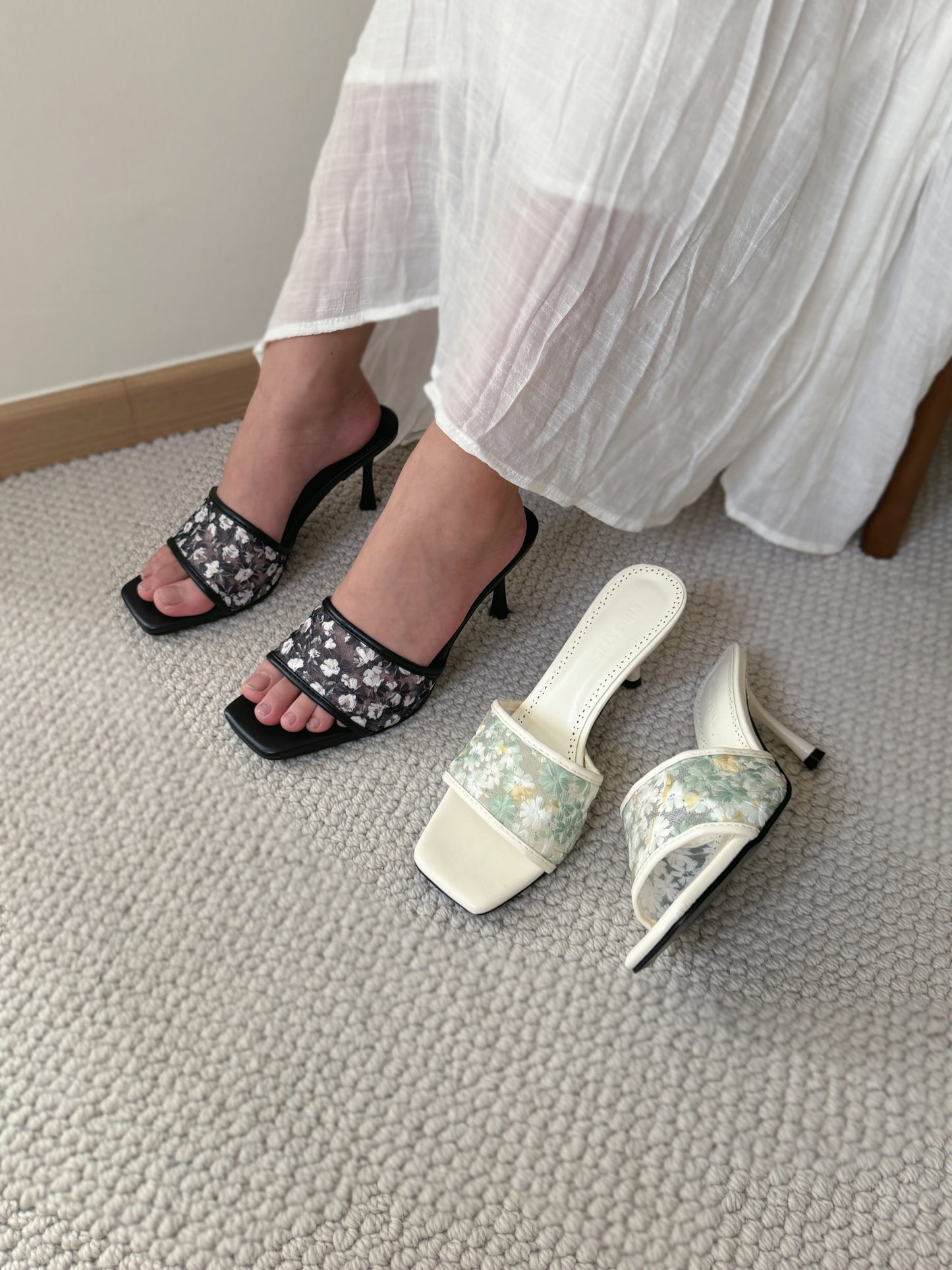 Chun Embroidered Heels (Black / 36 38 39 40 41)