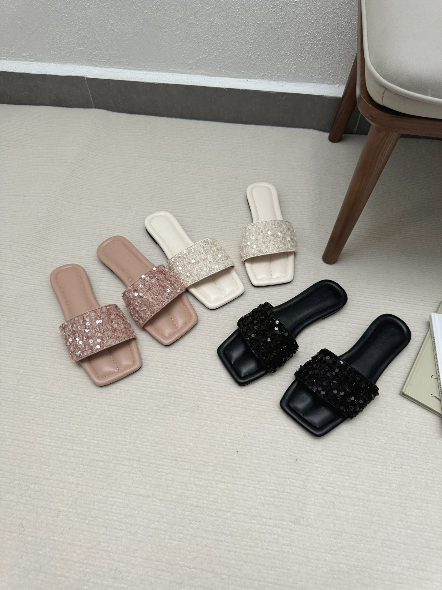 Sonia Bling Bling Sliders (Nude / Size 40)