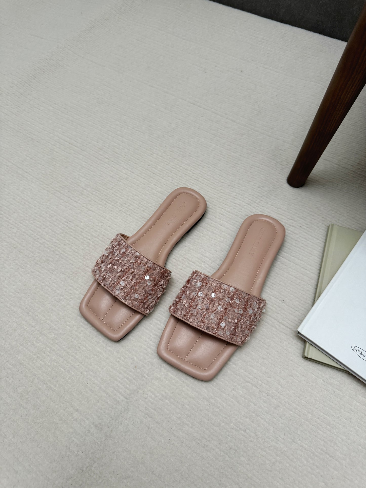 Sonia Bling Bling Sliders (Nude / Size 40)