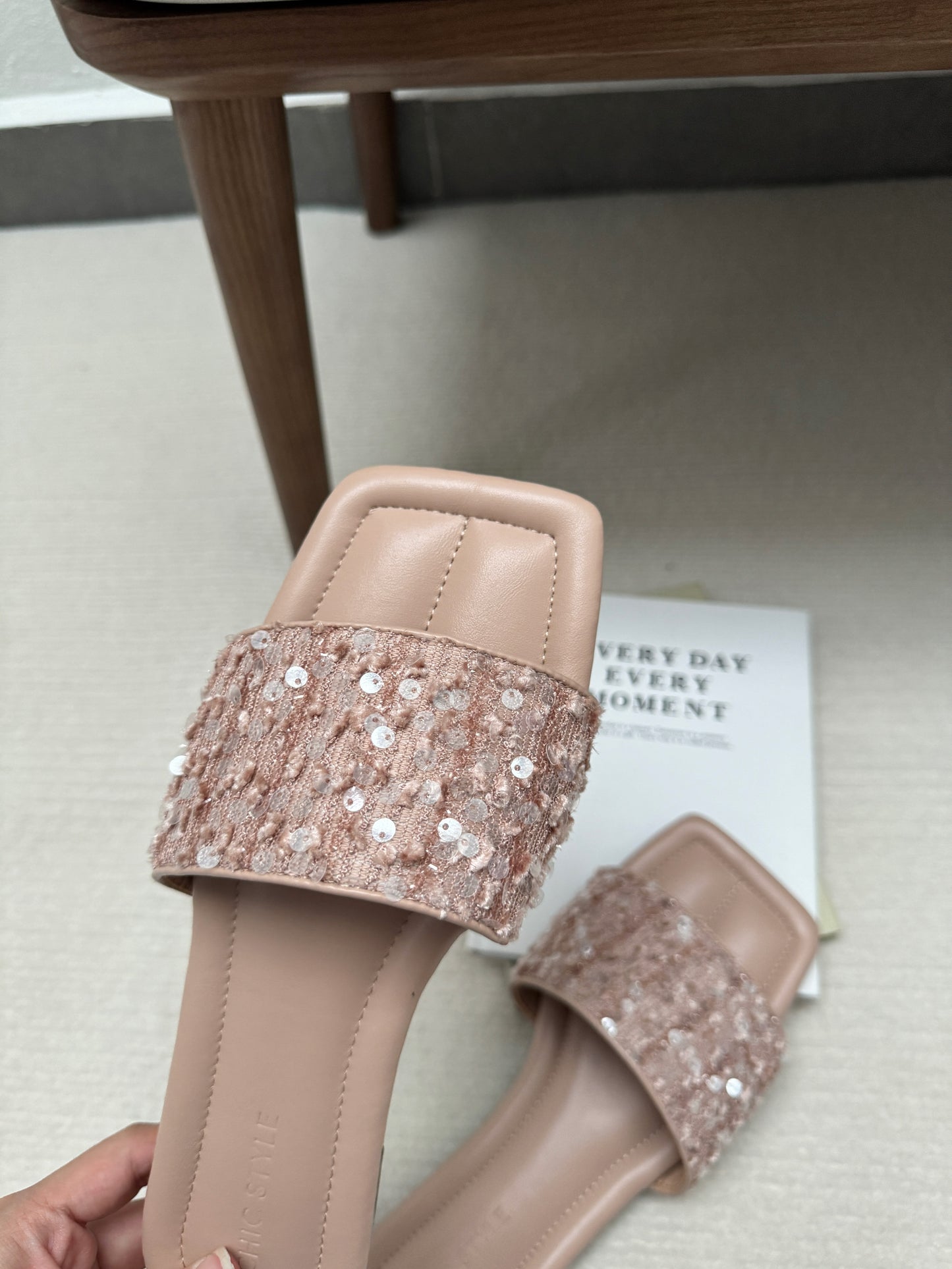 Sonia Bling Bling Sliders (Nude / Size 40)