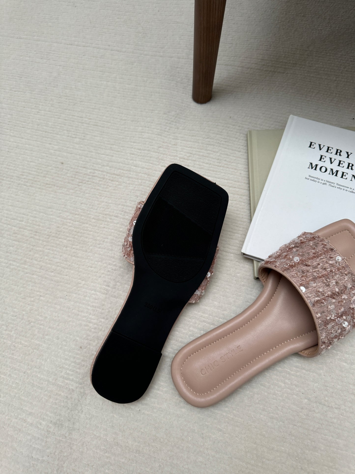 Sonia Bling Bling Sliders (Nude / Size 40)