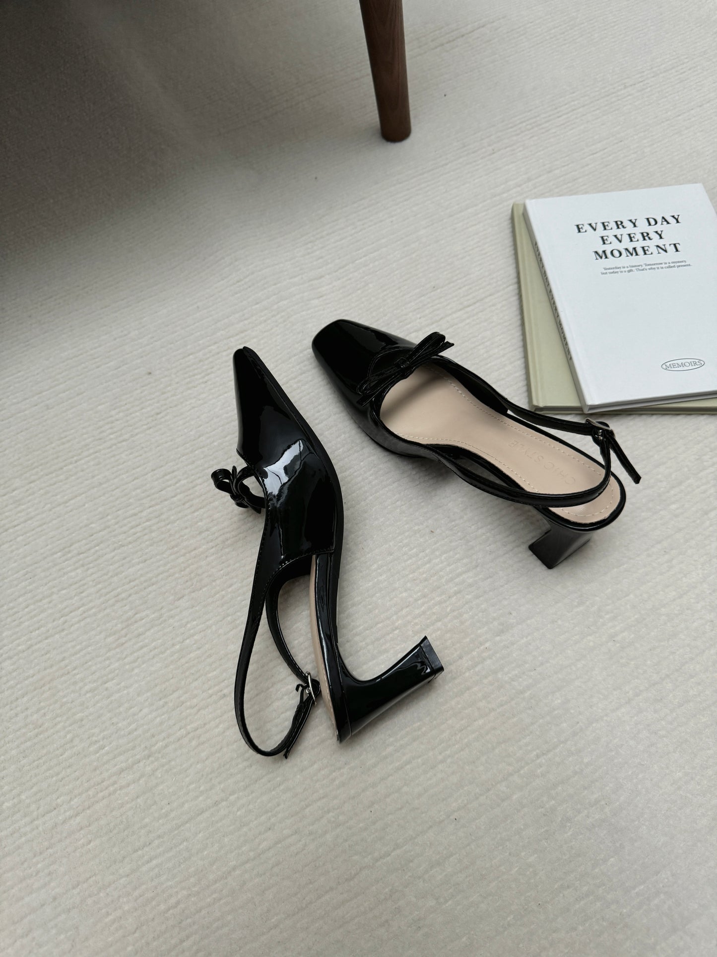 Rica Bow Glossy Heels (Black)