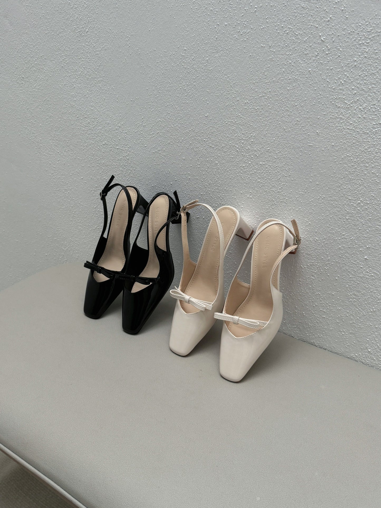 Rica Bow Glossy Heels (Black)
