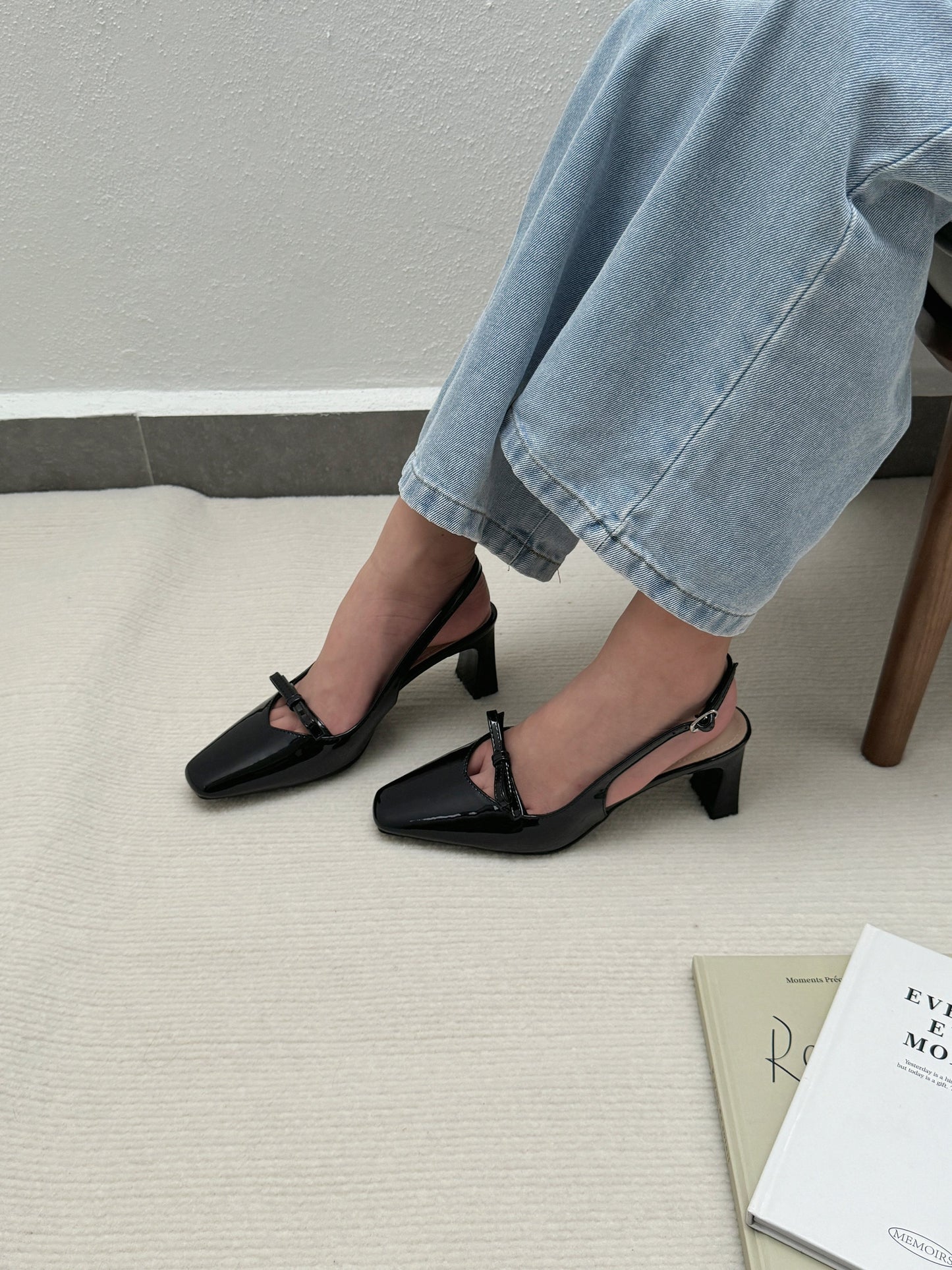 Rica Bow Glossy Heels (Black)