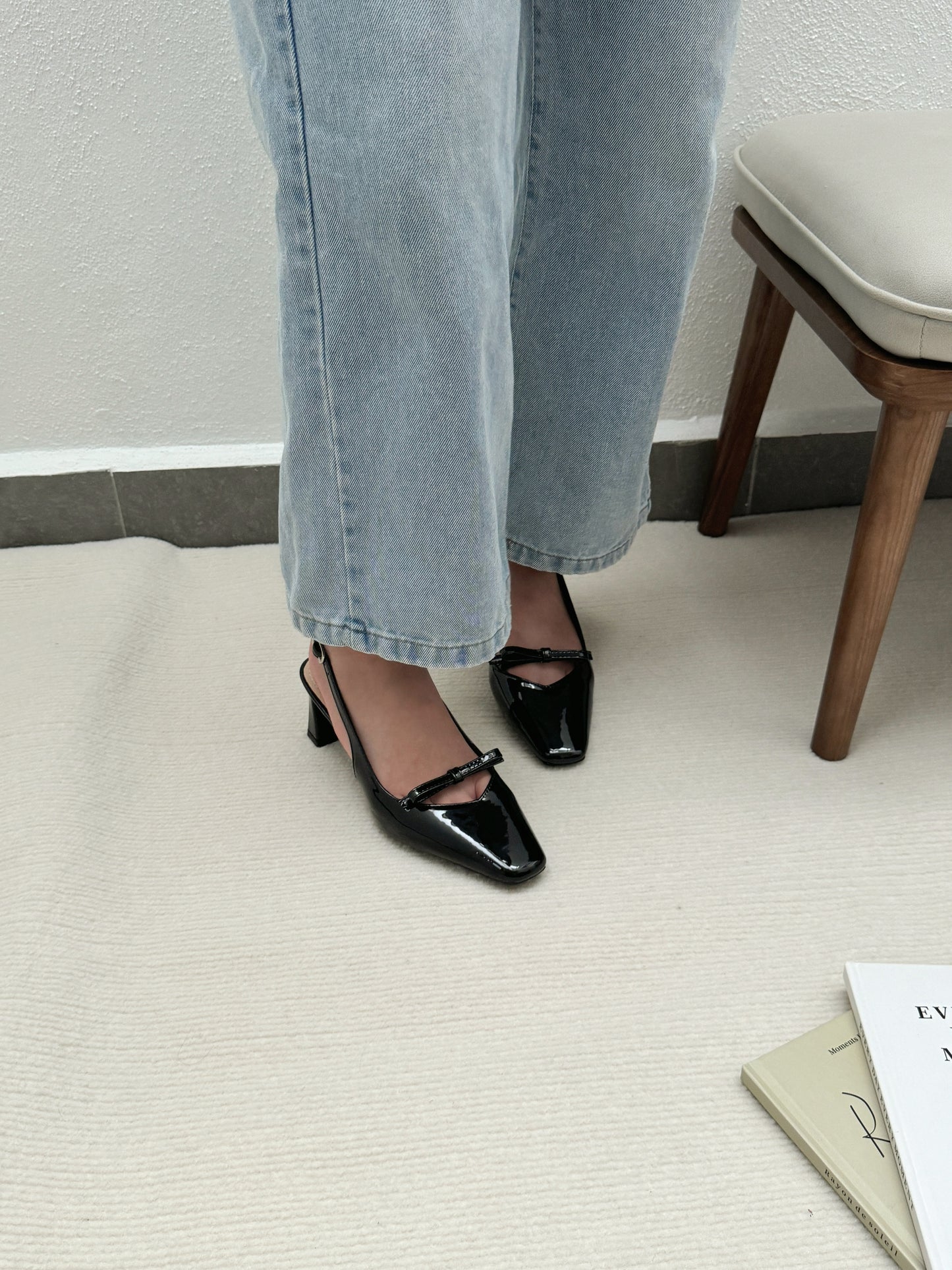 Rica Bow Glossy Heels (Black)