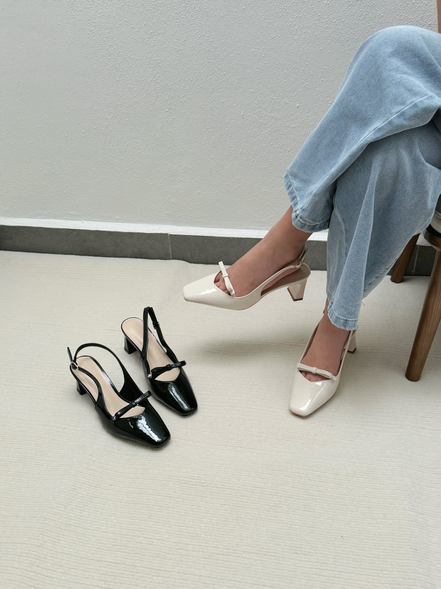 Rica Bow Glossy Heels (Black)