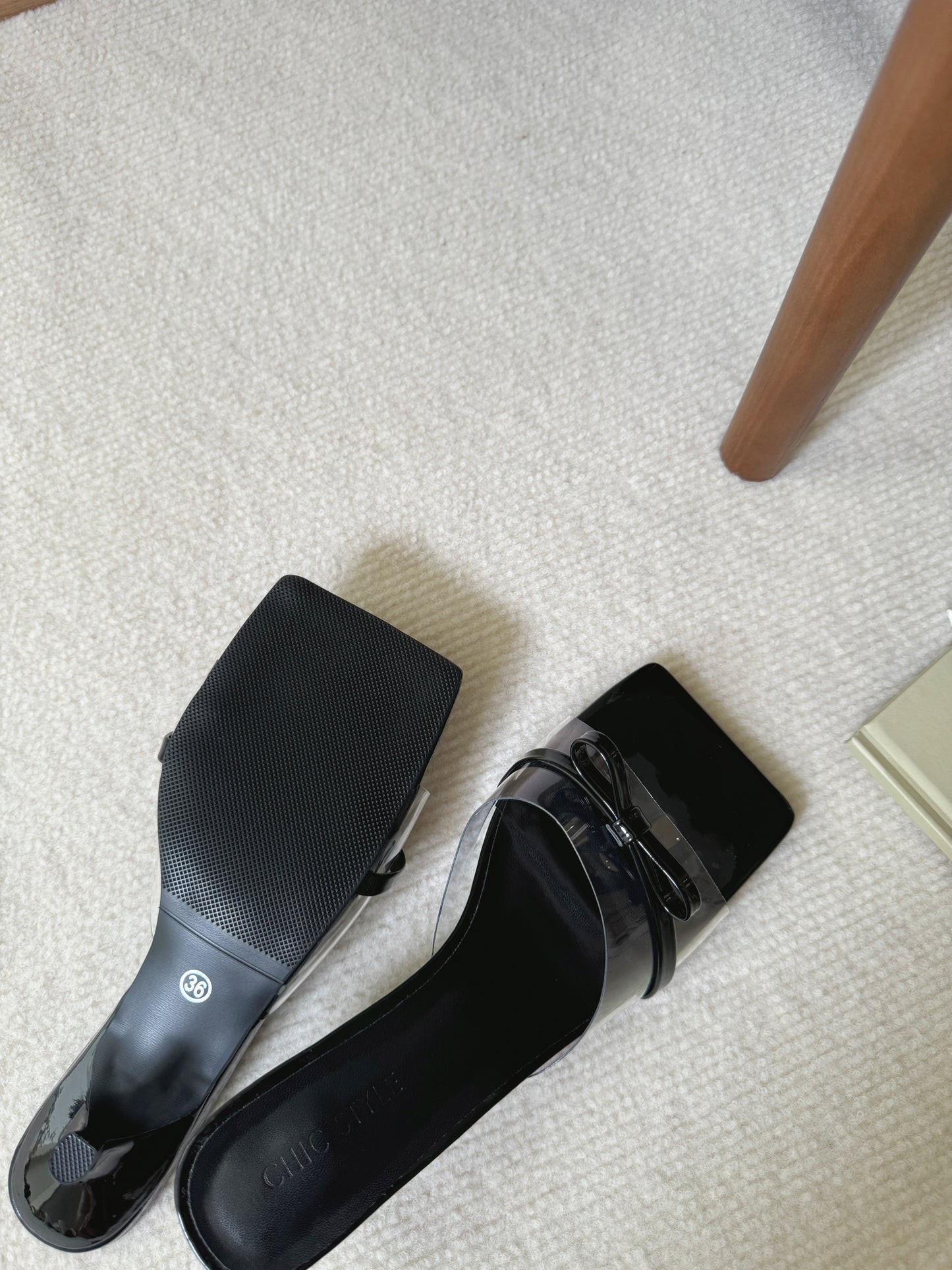 Marcia Bow Transparent Heels (Black)