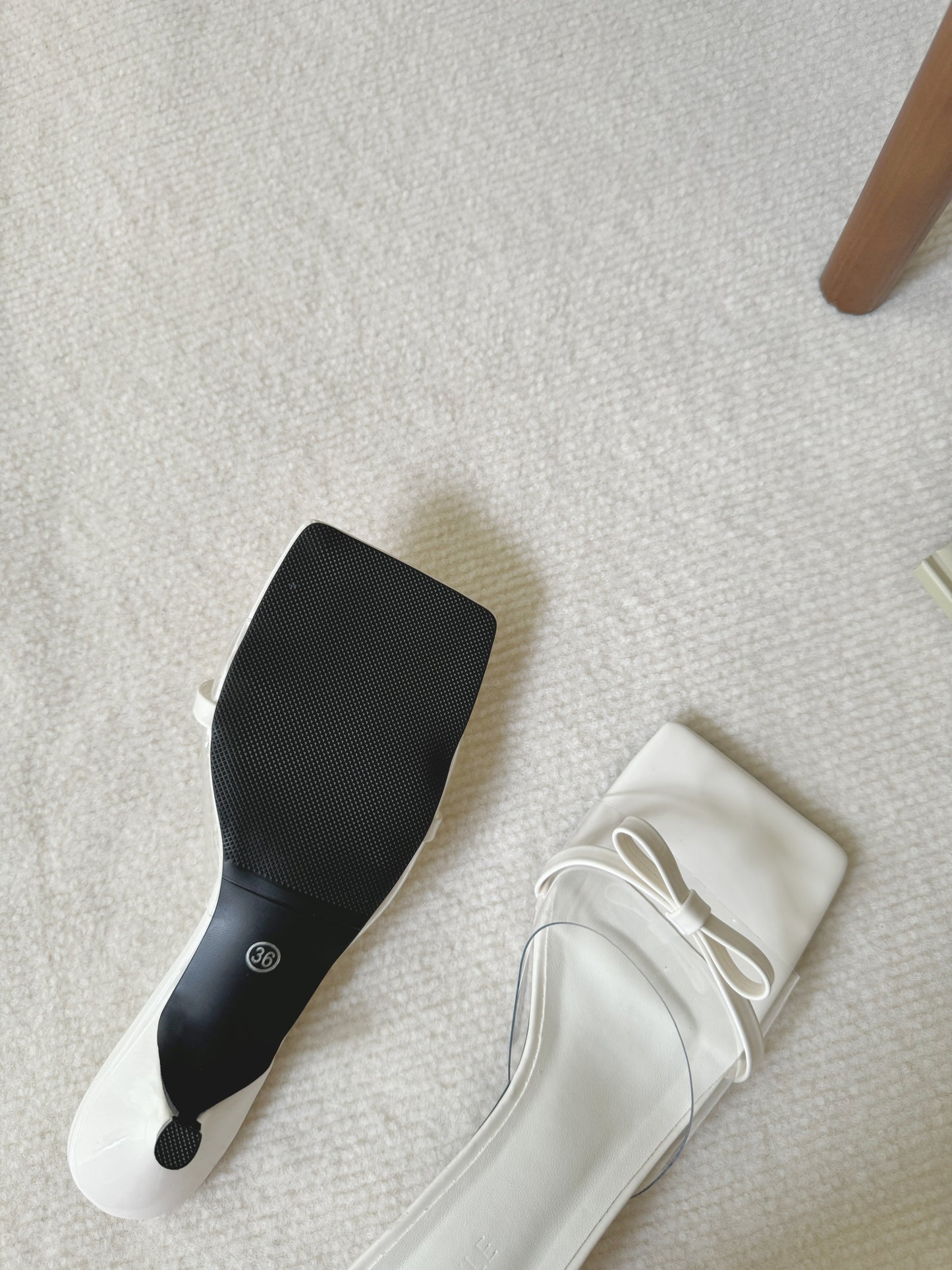 Marcia Bow Transparent Heels (White)