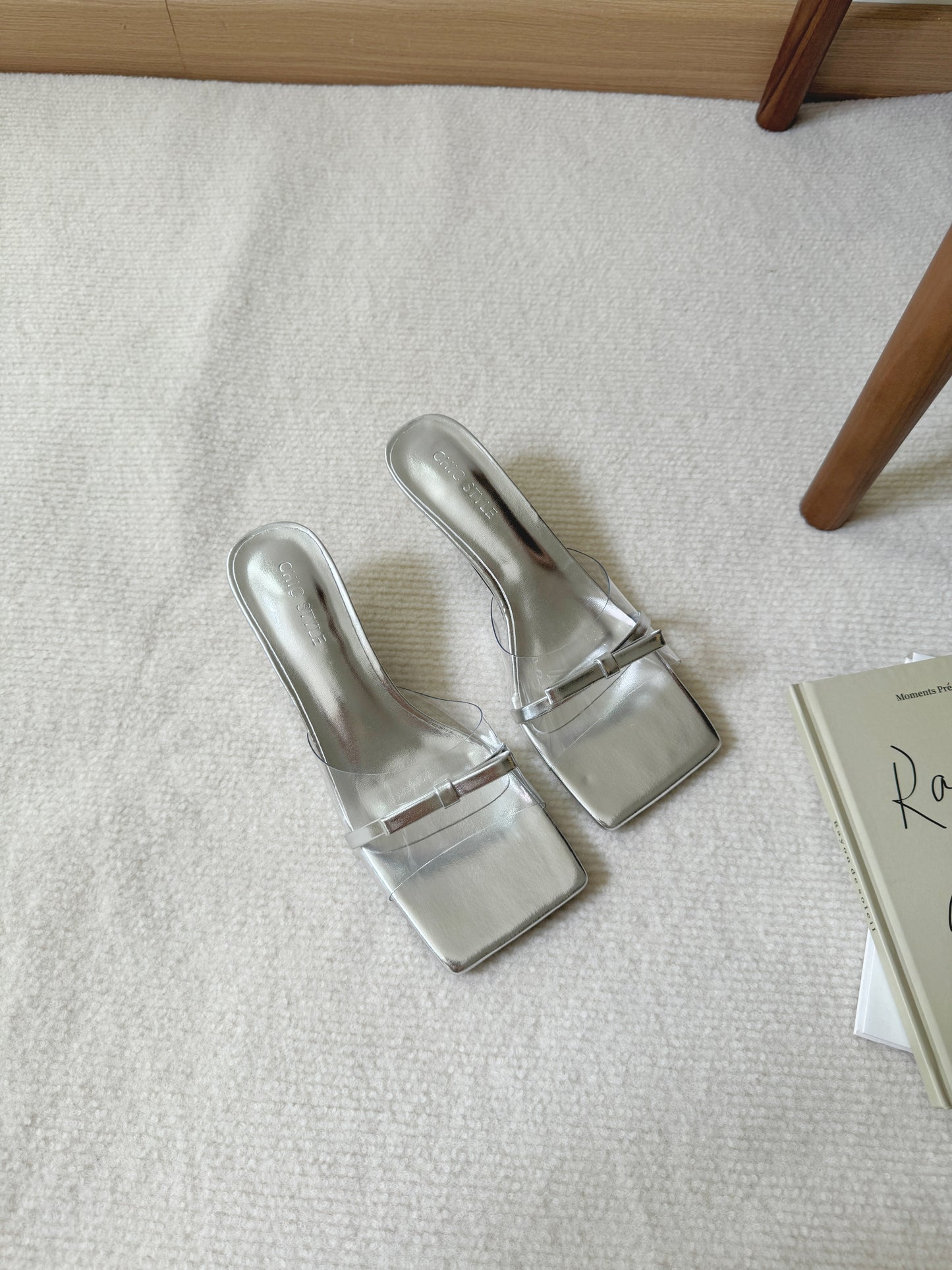 Marcia Bow Transparent Heels (Silver)