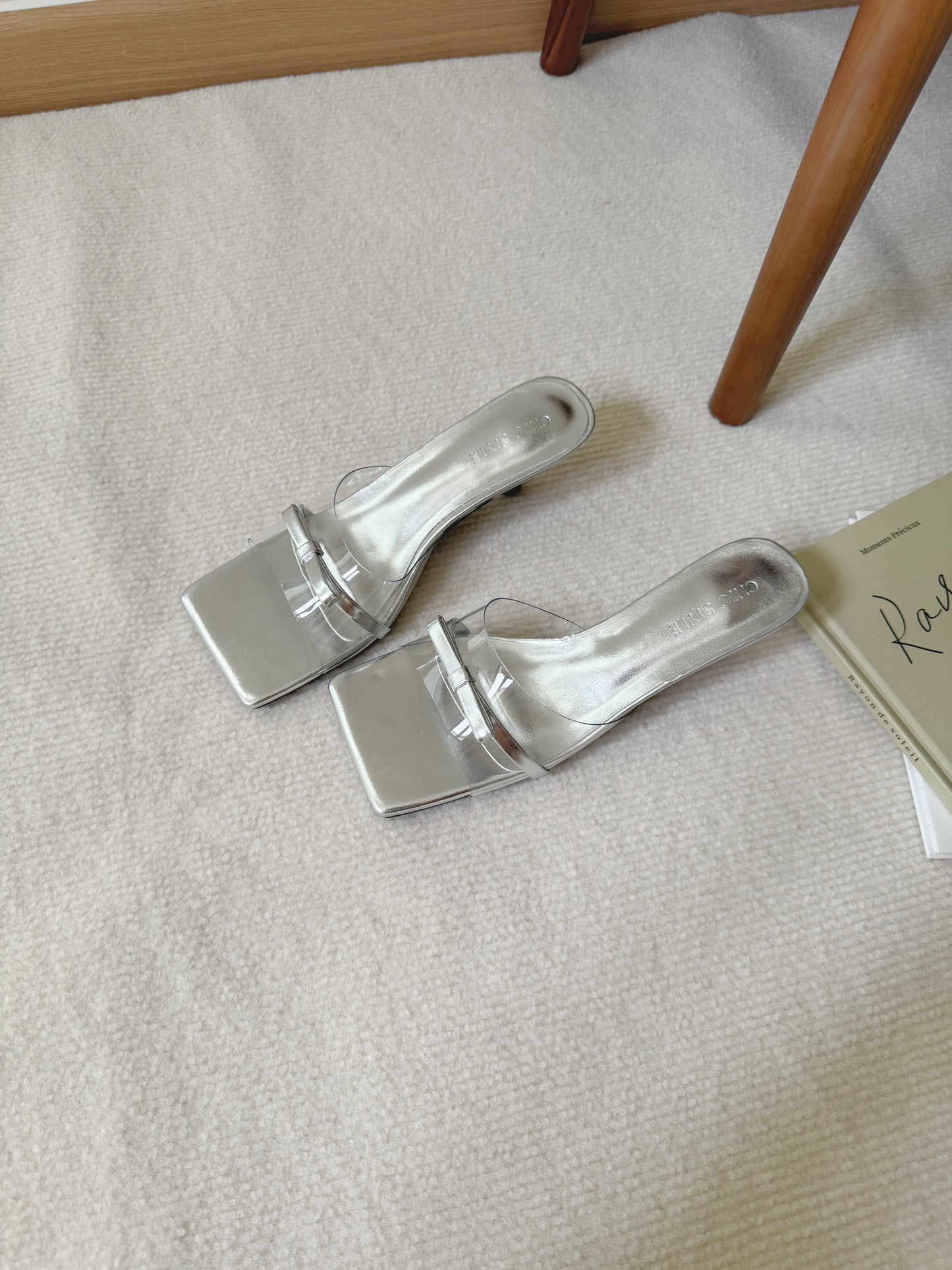 Marcia Bow Transparent Heels (Silver)