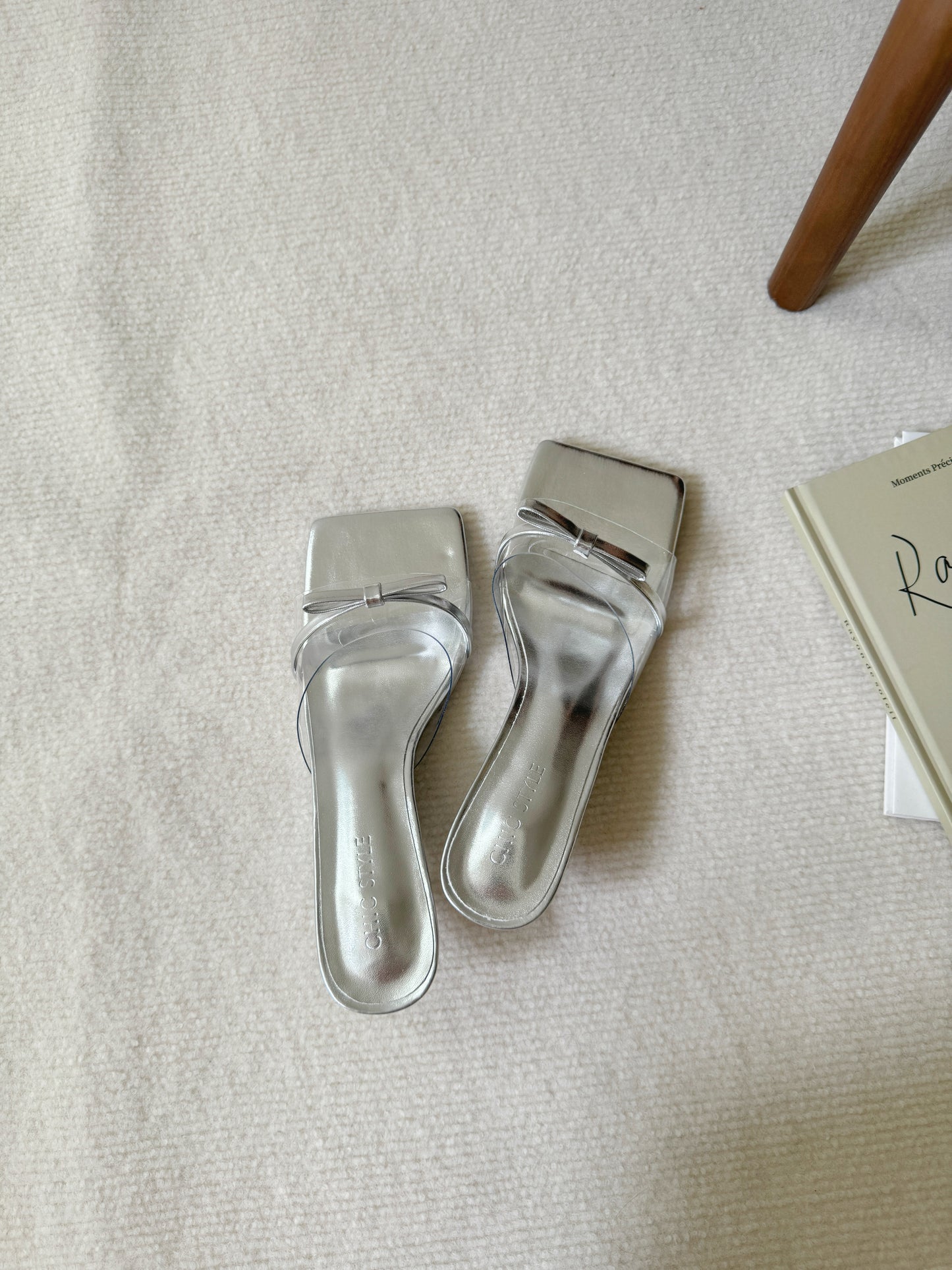 Marcia Bow Transparent Heels (Silver)
