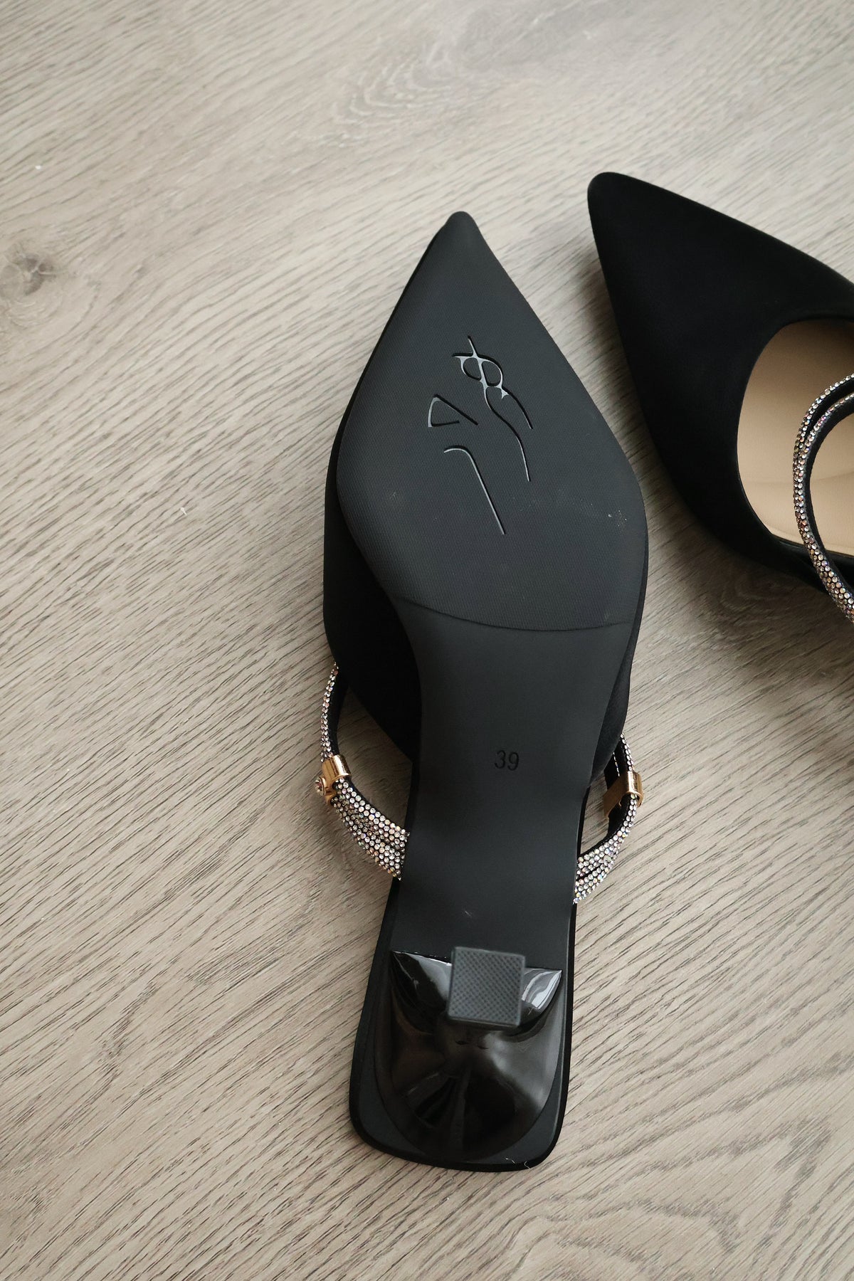 Clarisse Rhinestone Pointed Heels (Black)