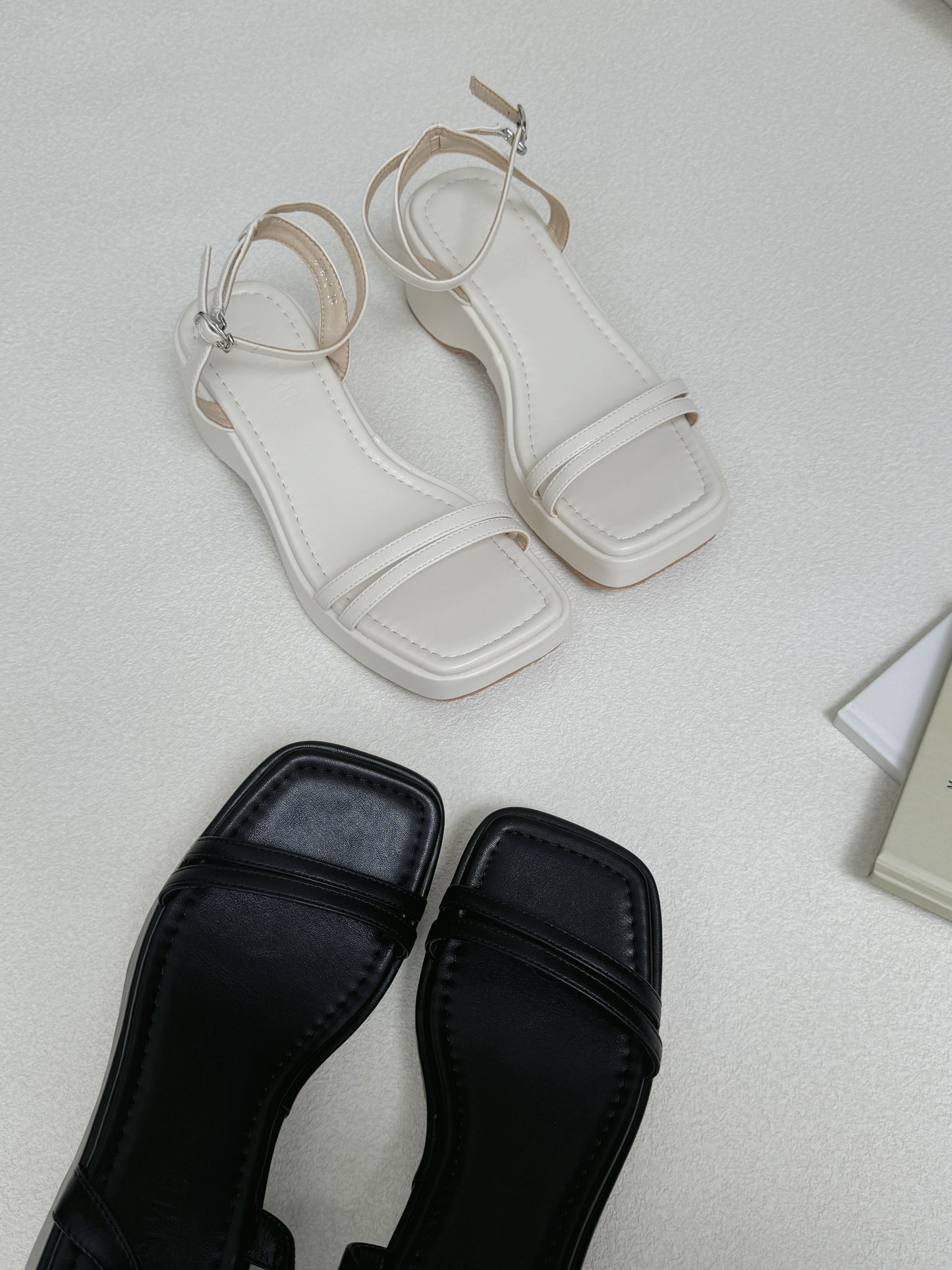 Andrea Strappy Wedge Sandals (Cream White)