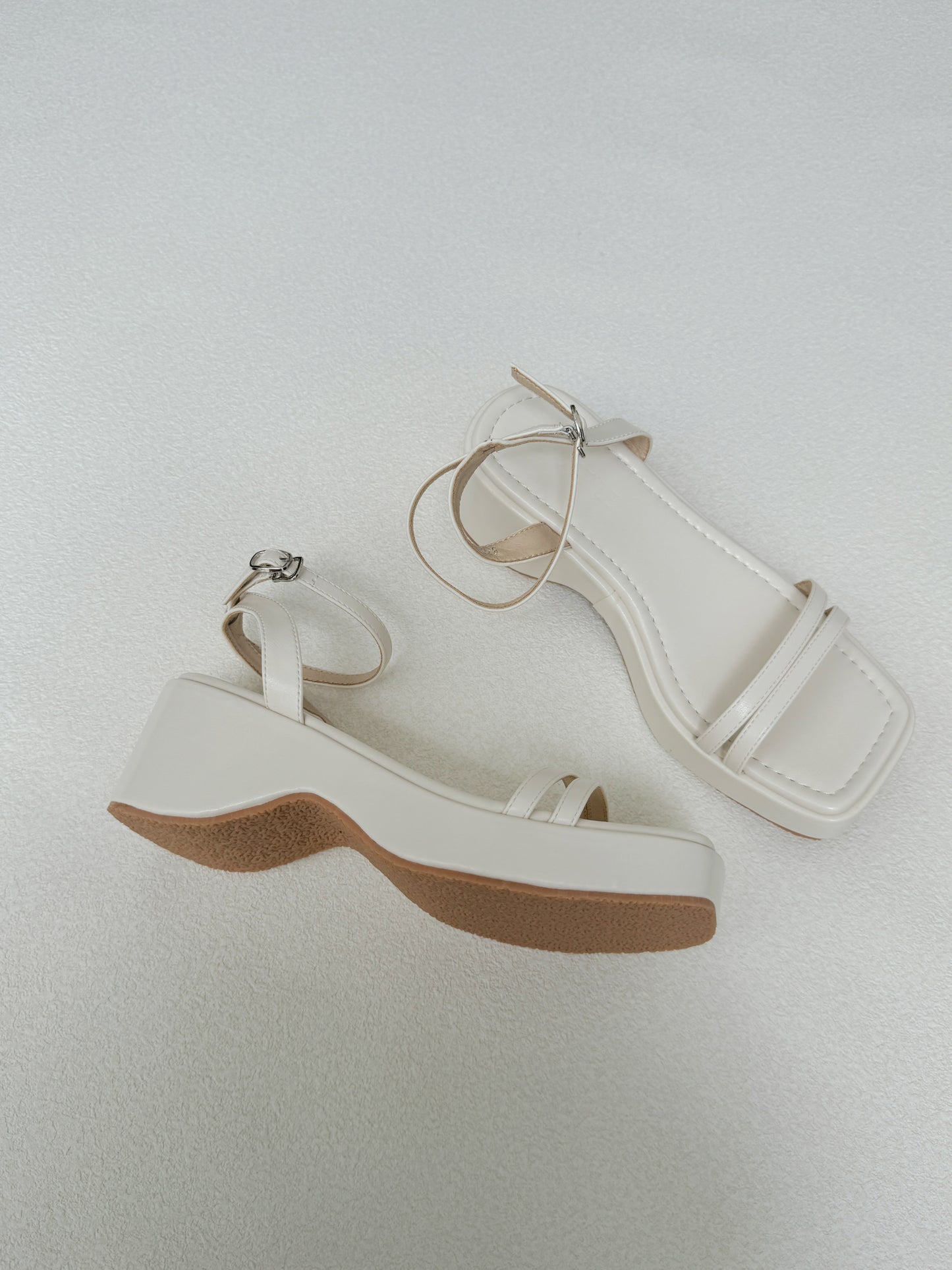 Andrea Strappy Wedge Sandals (Cream White)
