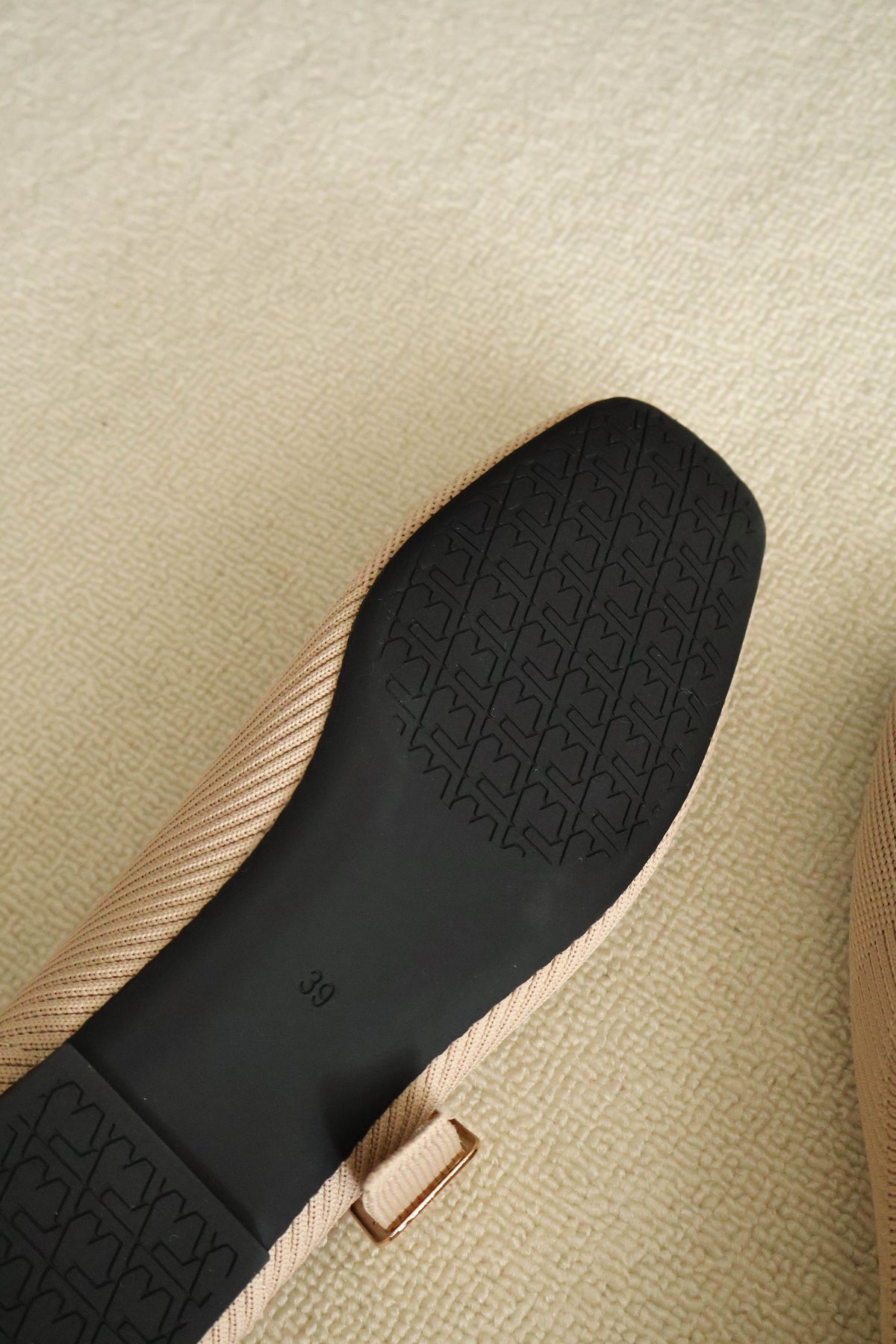 Tebby Knit Mary Jane Flats (Beige)