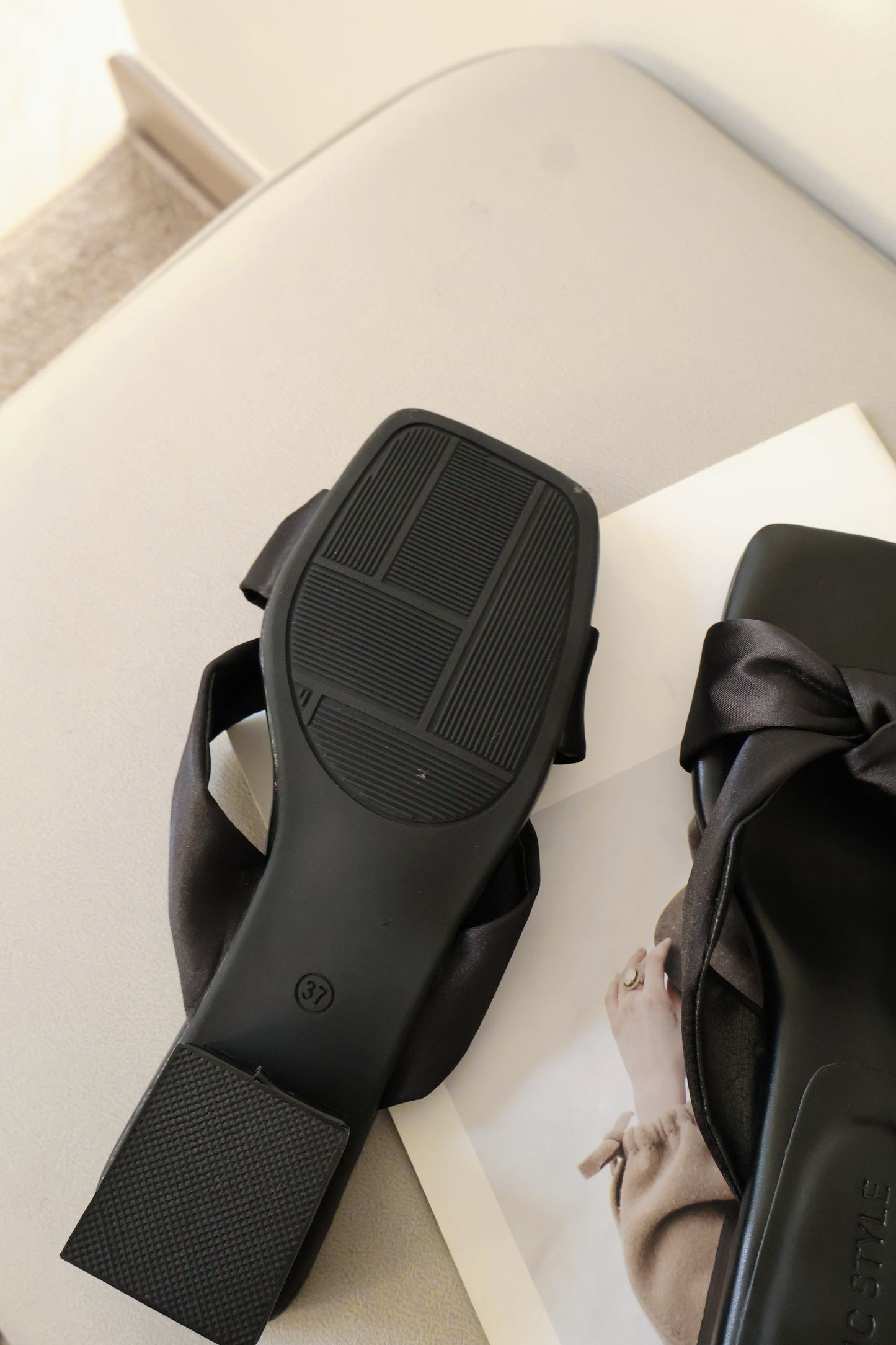 Esme Satin Twist Knot Heels (Black)