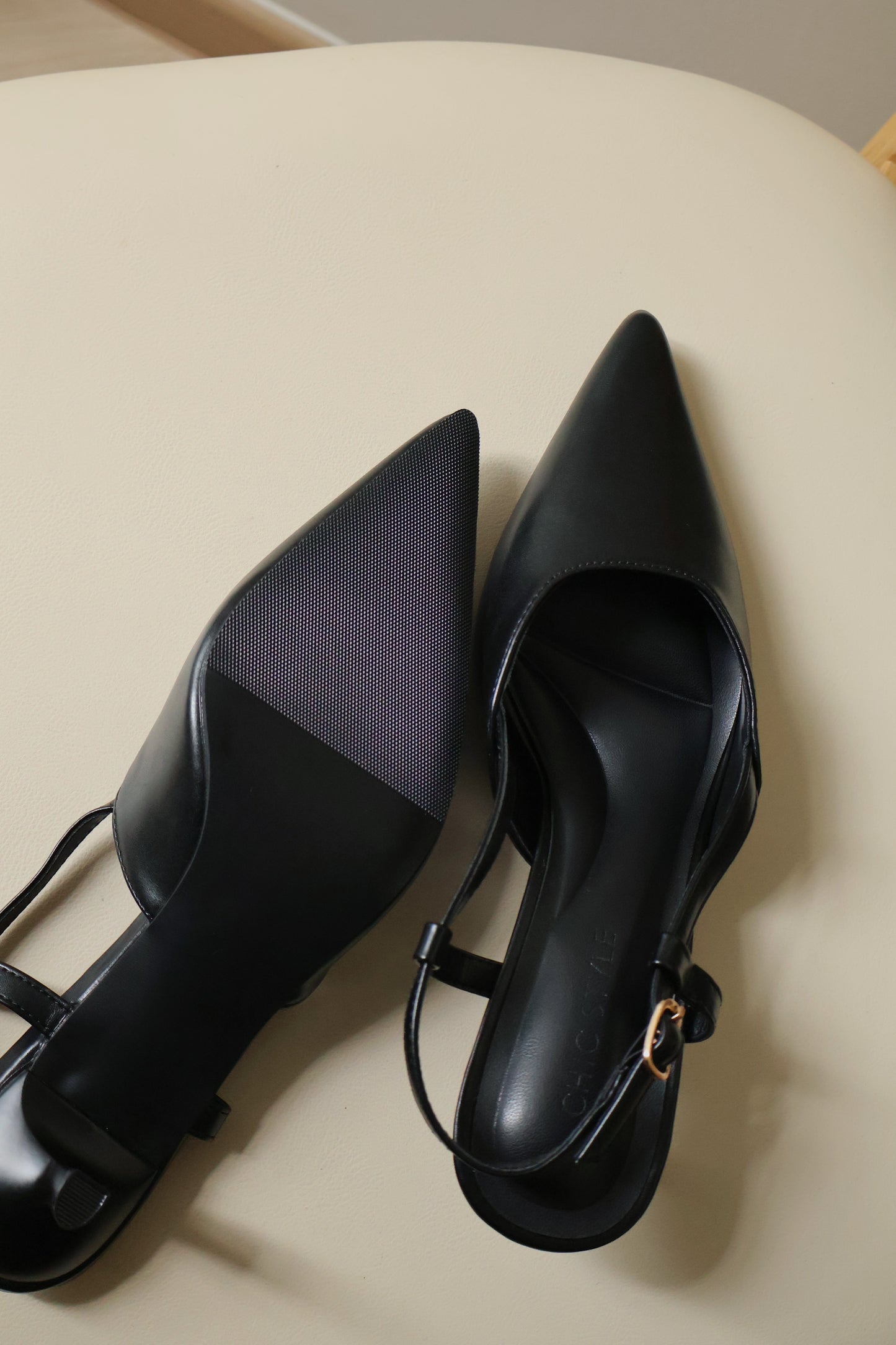 Zyra Pointy Slingback Heels (Black)