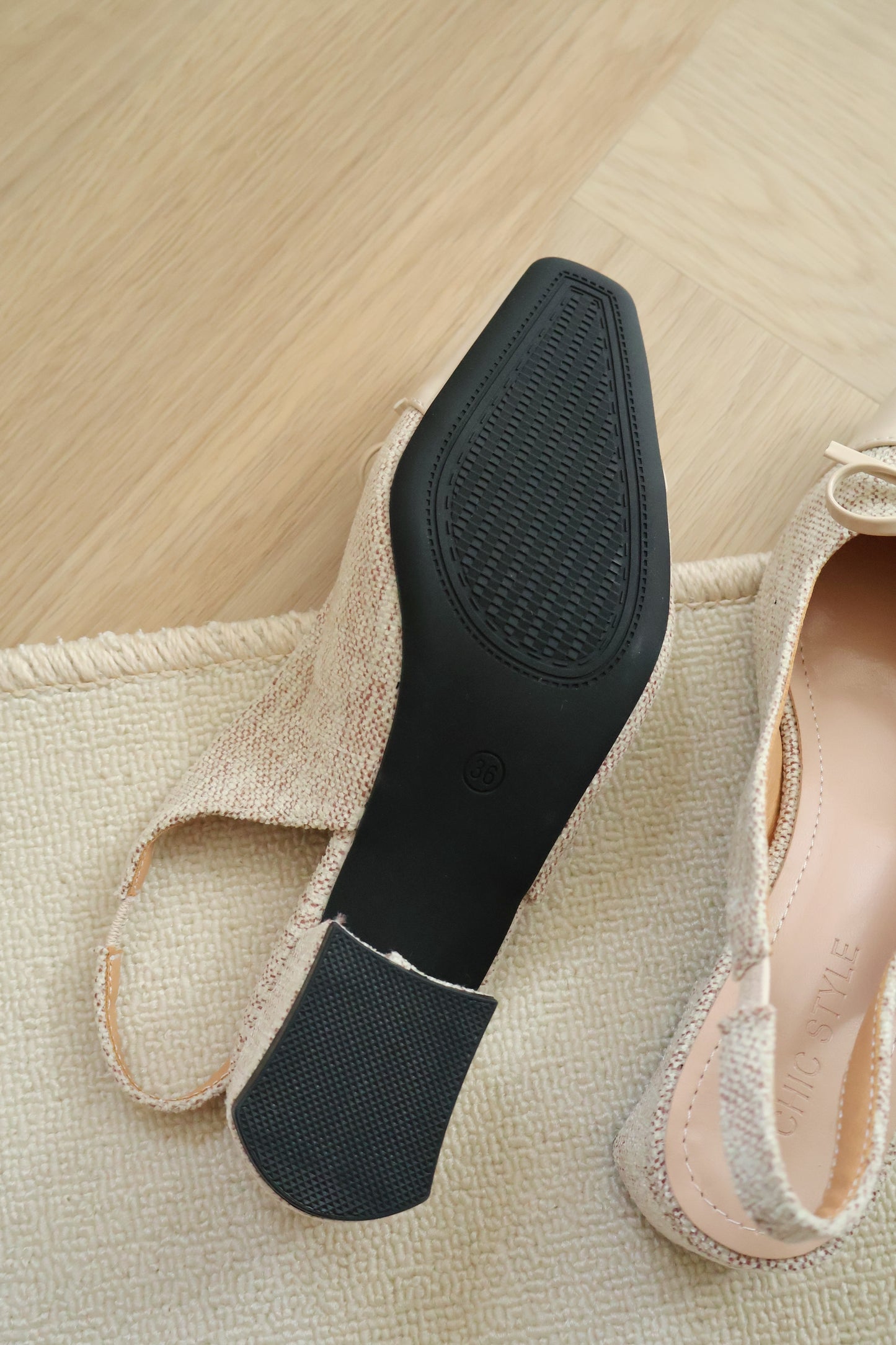 Elleria Bow Tweed Heels (Cream)