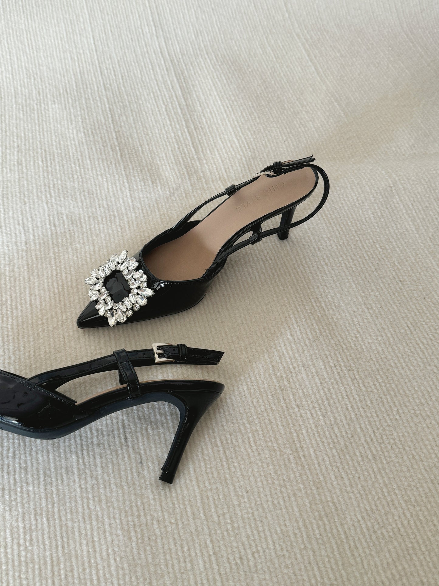 Evia Rhinestone High Heels (Black)