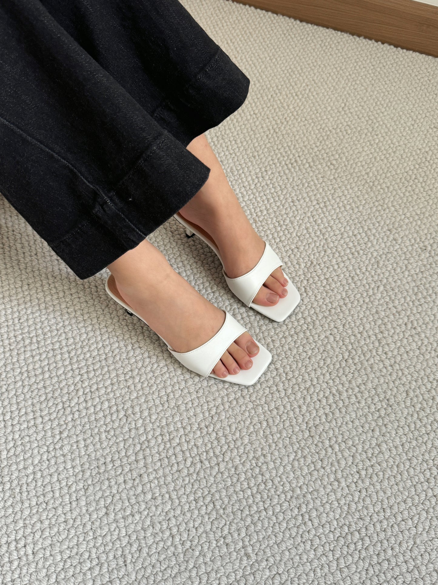 Layne Irregular Strap Heels (White)