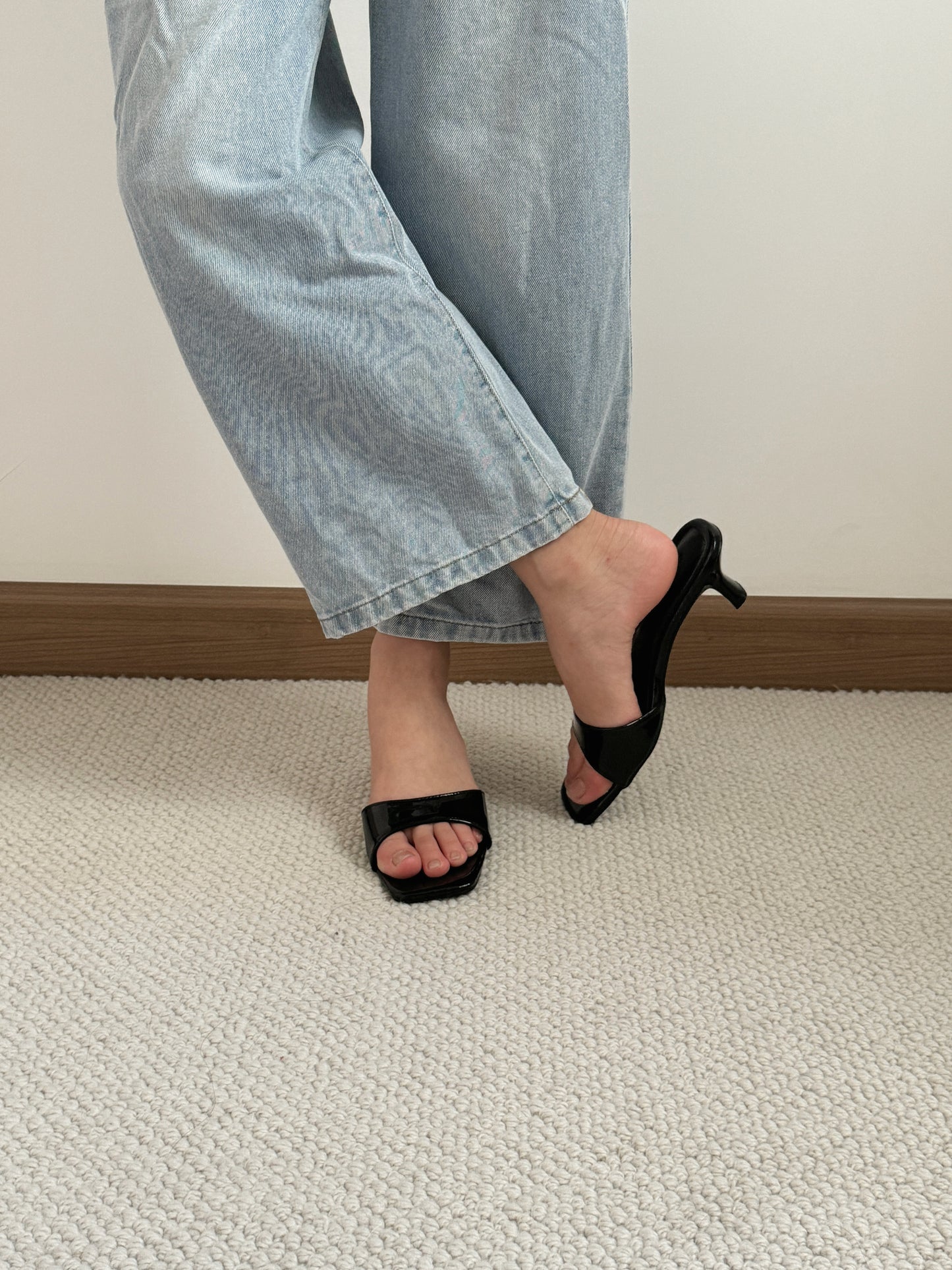 Layne Irregular Strap Heels (Black)