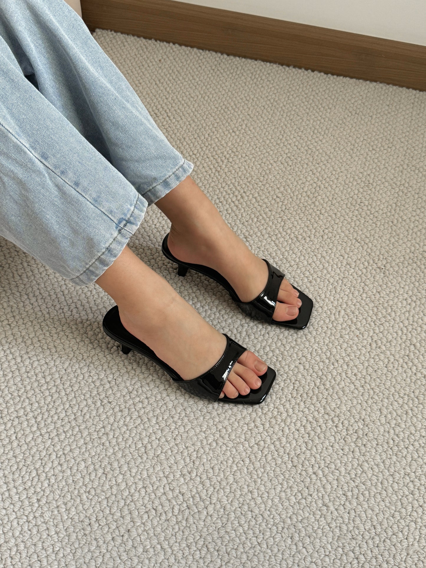 Layne Irregular Strap Heels (Black)