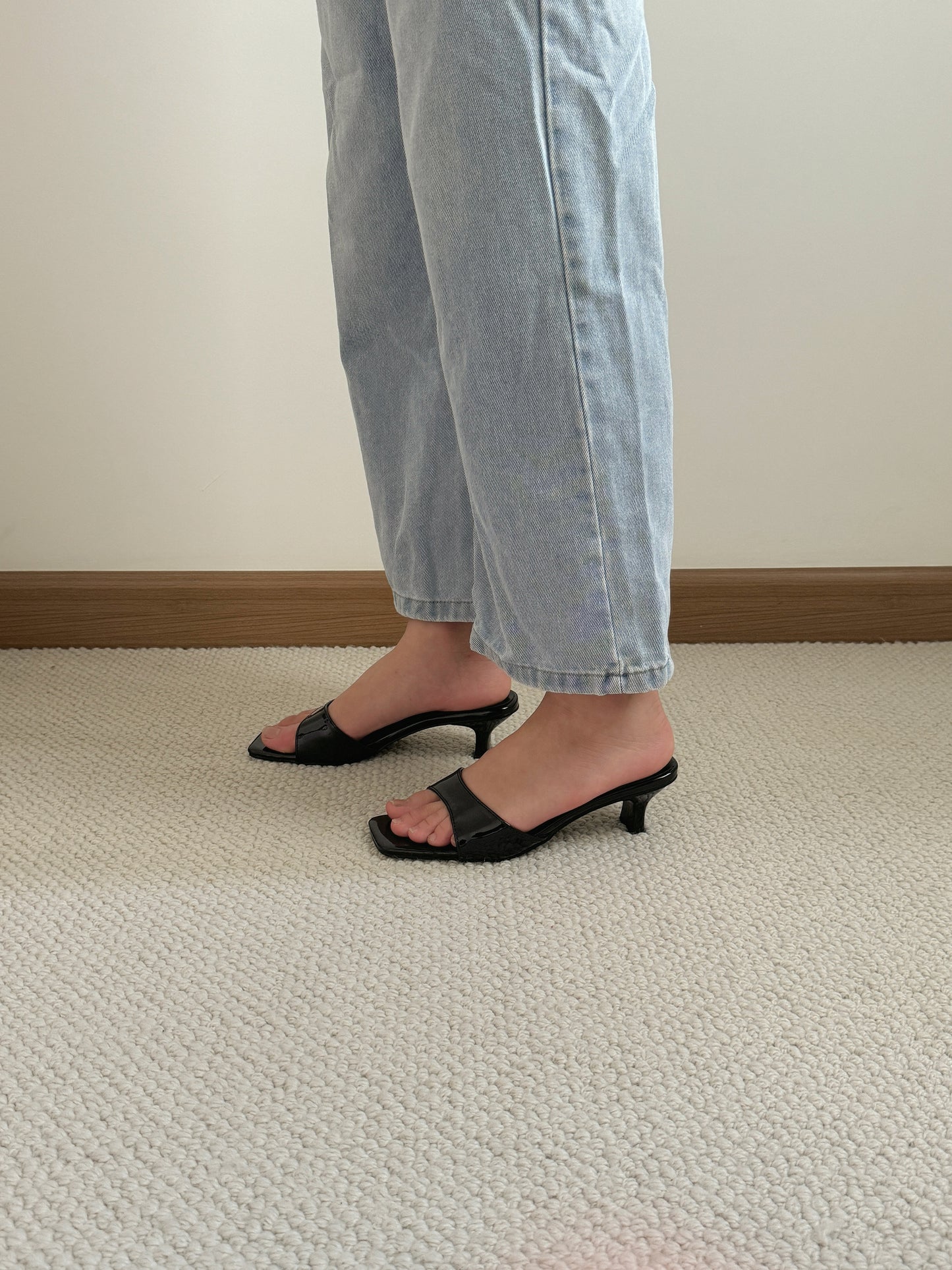Layne Irregular Strap Heels (Black)