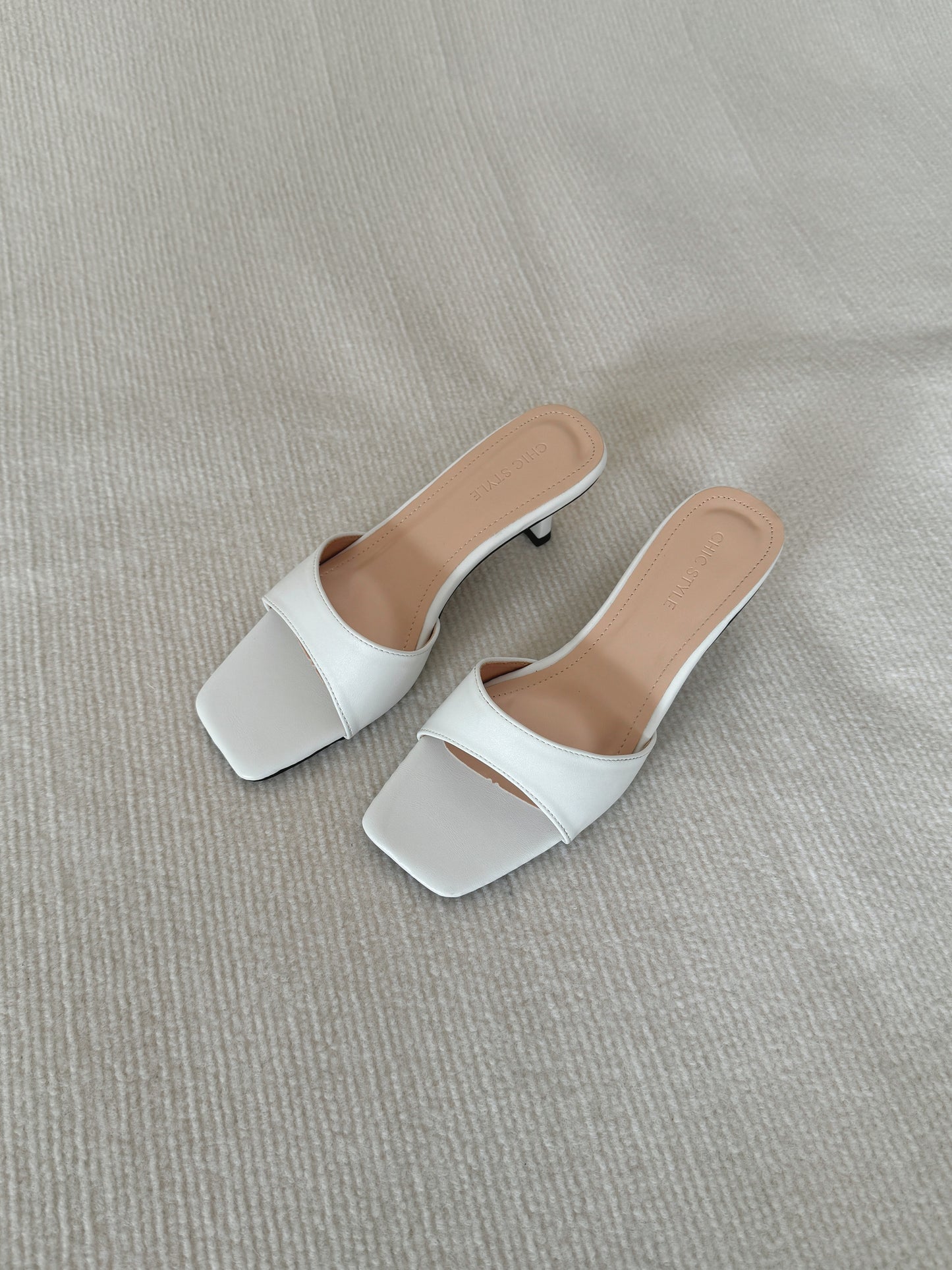 Layne Irregular Strap Heels (White)