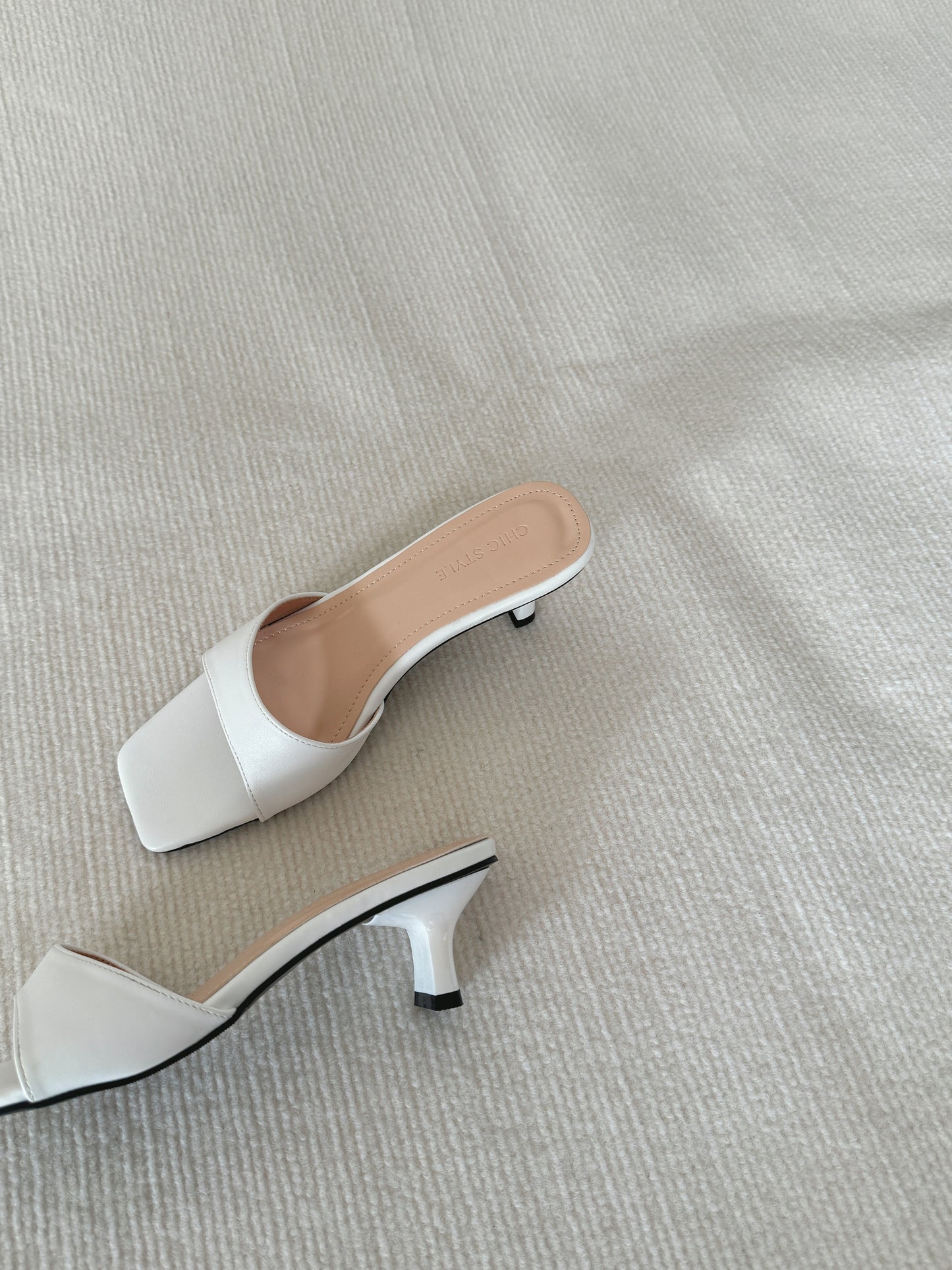 Layne Irregular Strap Heels (White)