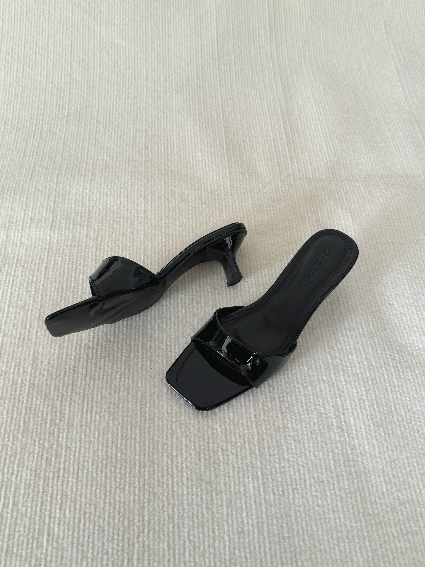 Layne Irregular Strap Heels (Black)