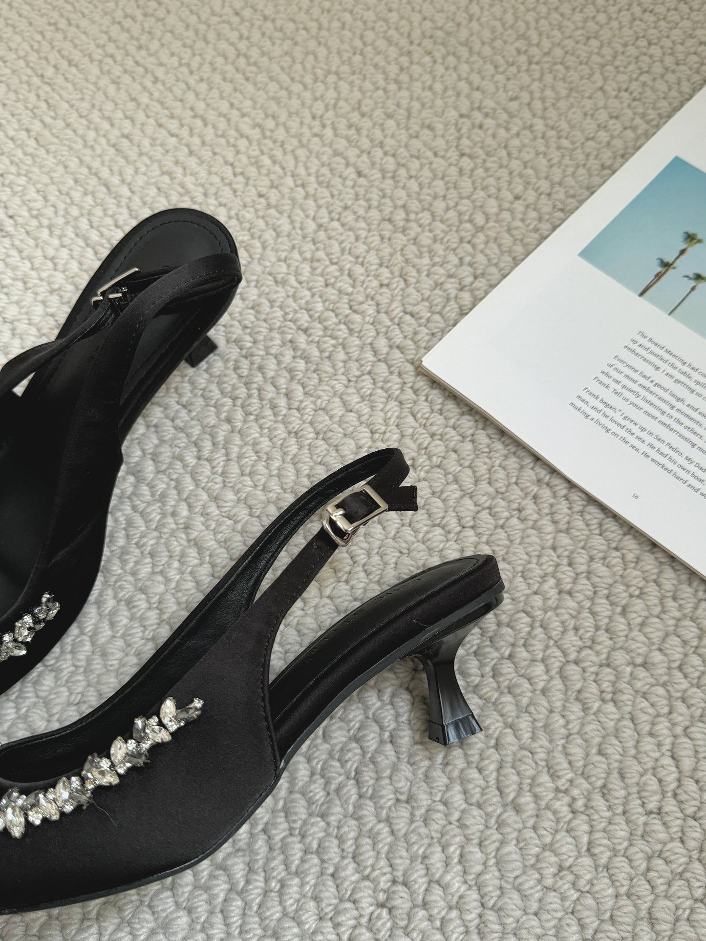 Gloria Rhinestone Pointy Heels (Black)