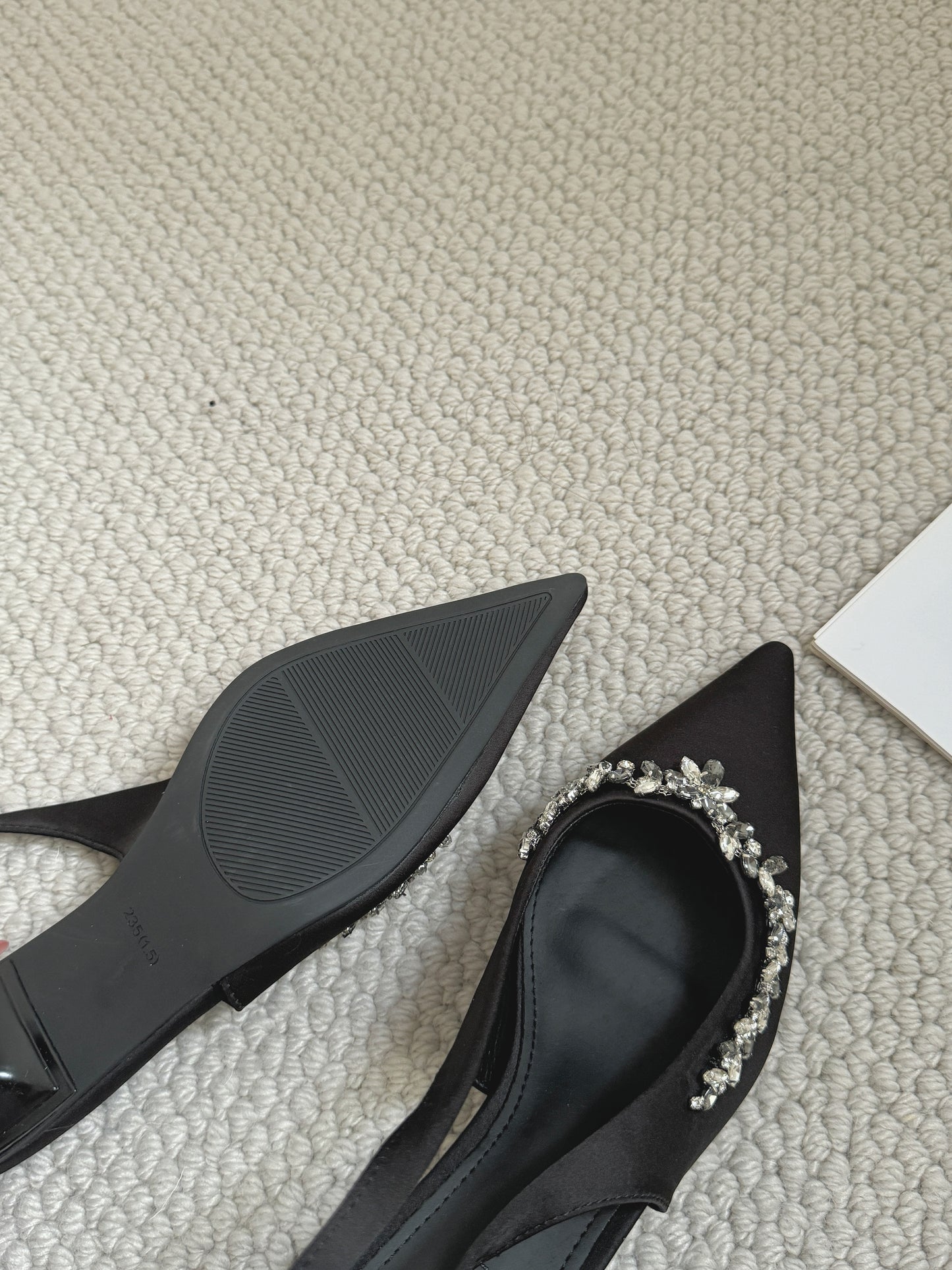 Gloria Rhinestone Pointy Heels (Black)
