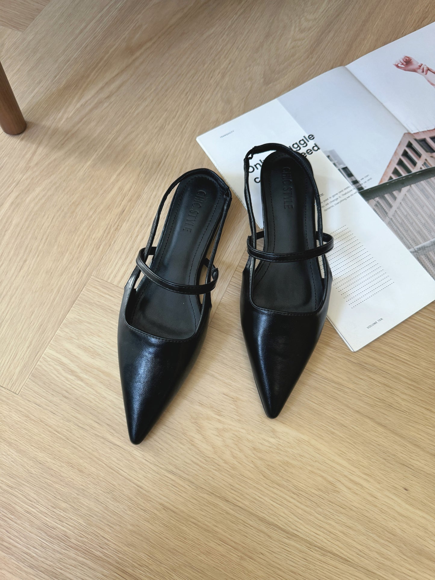 Riley Pointed Flats (Black)
