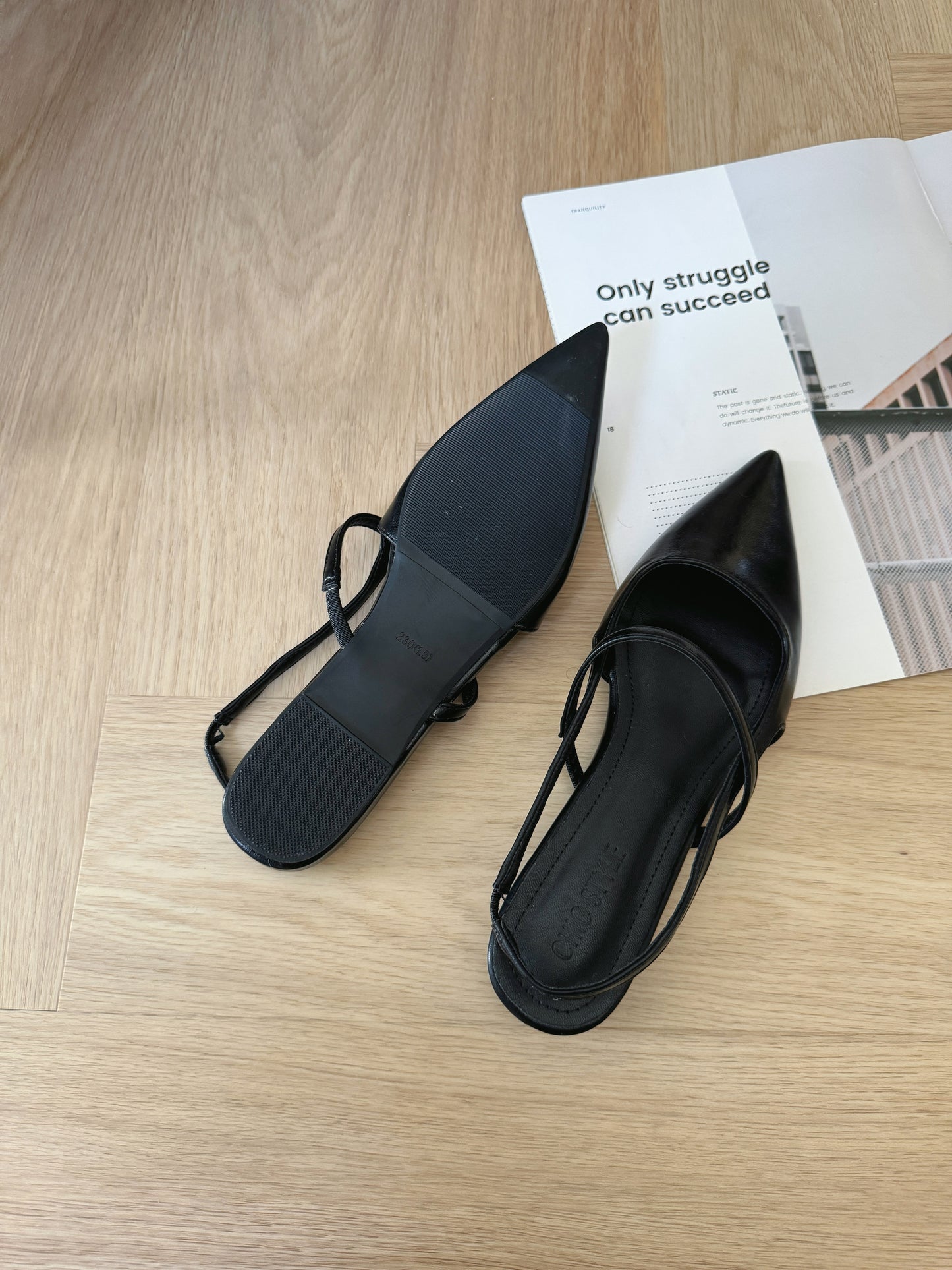 Riley Pointed Flats (Black)