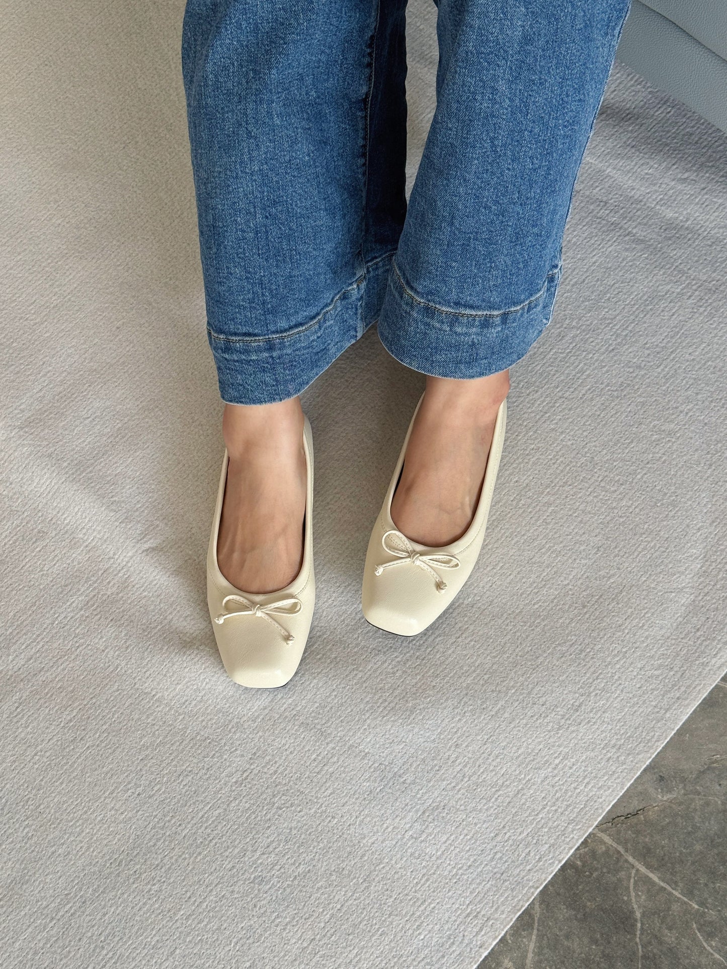 Bethel Bow Ballet Flats (Cream White)