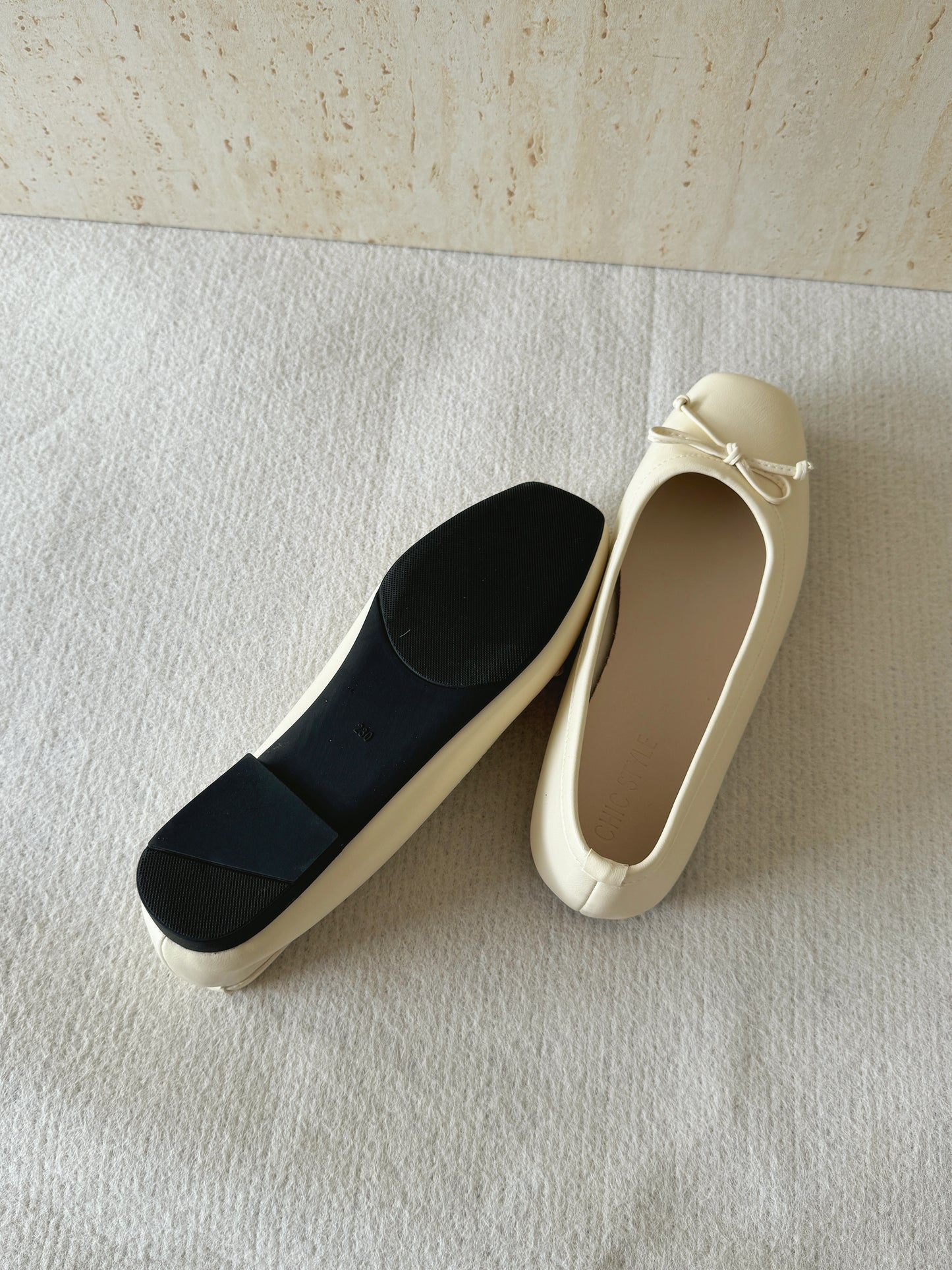 Bethel Bow Ballet Flats (Cream White)