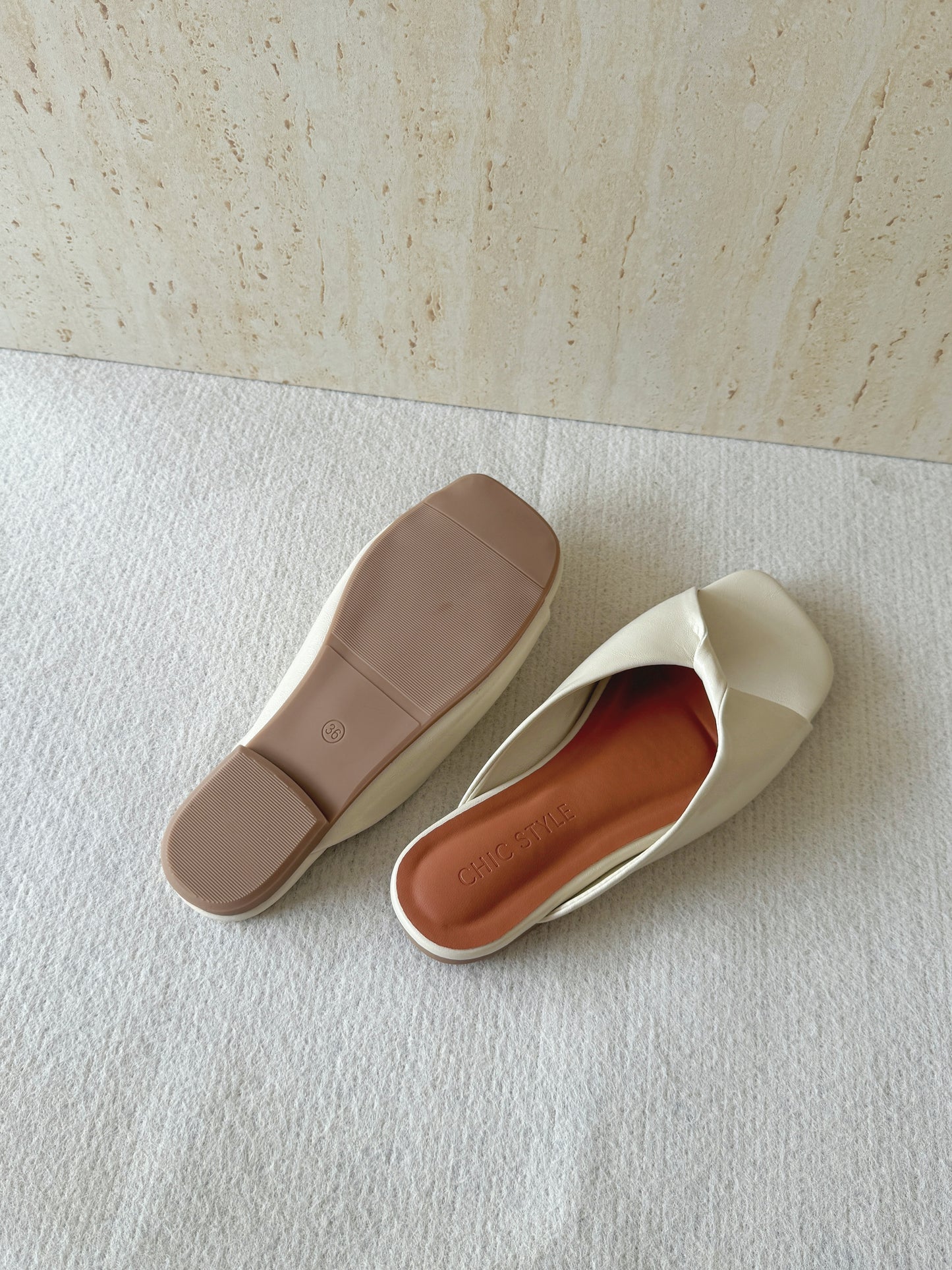 Lorraine Twist Slip On Flats (Cream / 35 36 37 38 39)