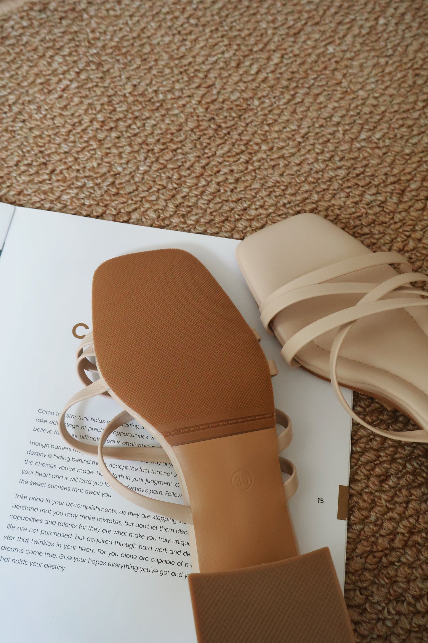 Cassie Strappy Block Heels (Beige)