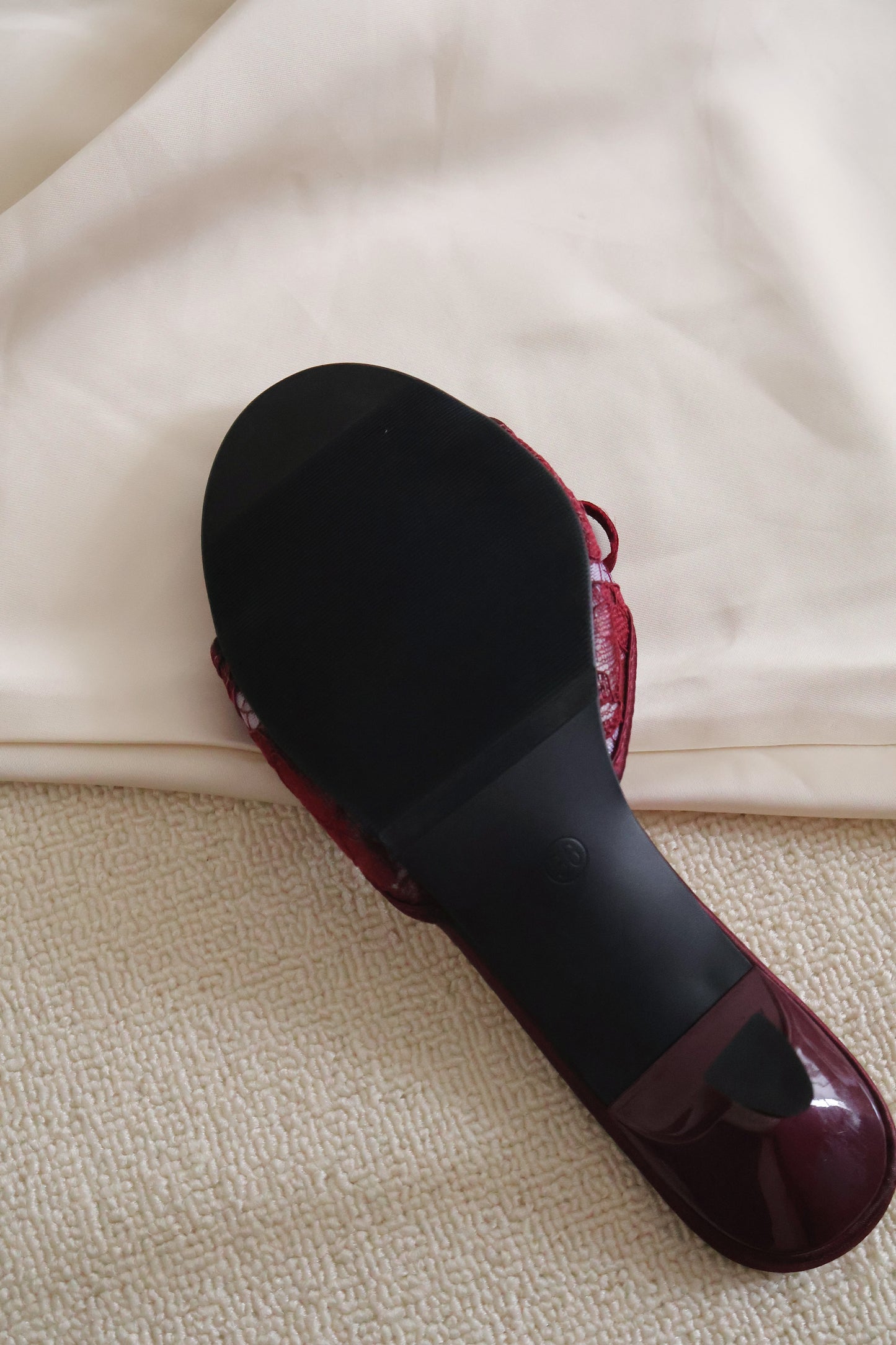 Rosella Lace Sateen Heels (Maroon / 35 36 37 38 39 40)