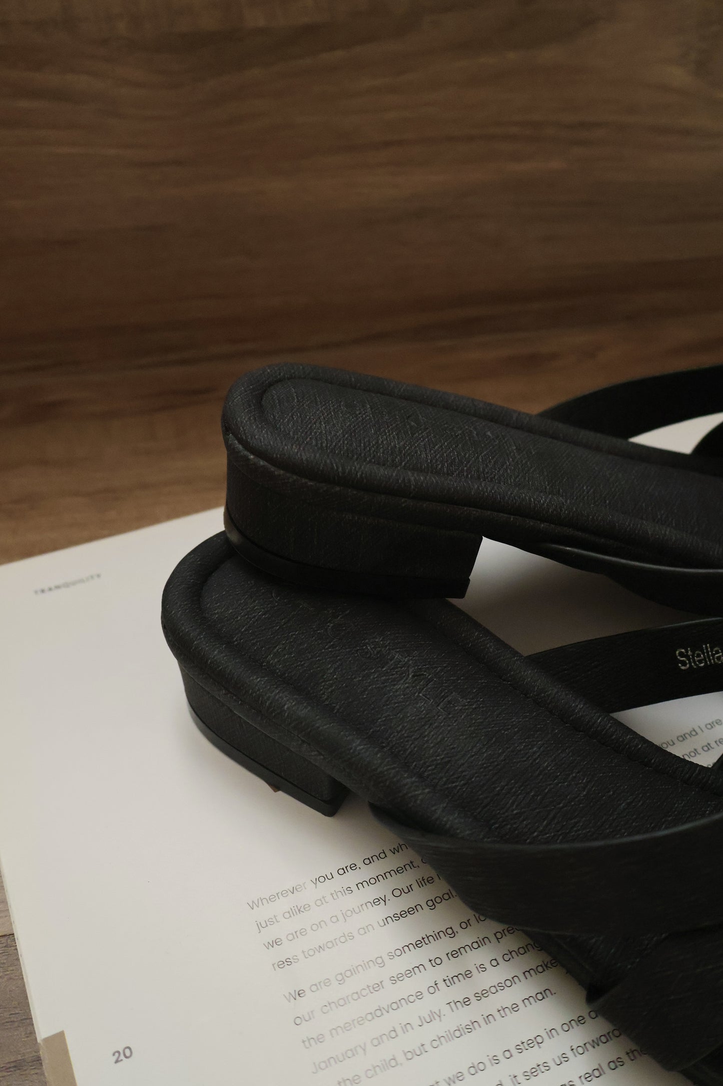 Stella Strappy Low Heels (Charcoal)