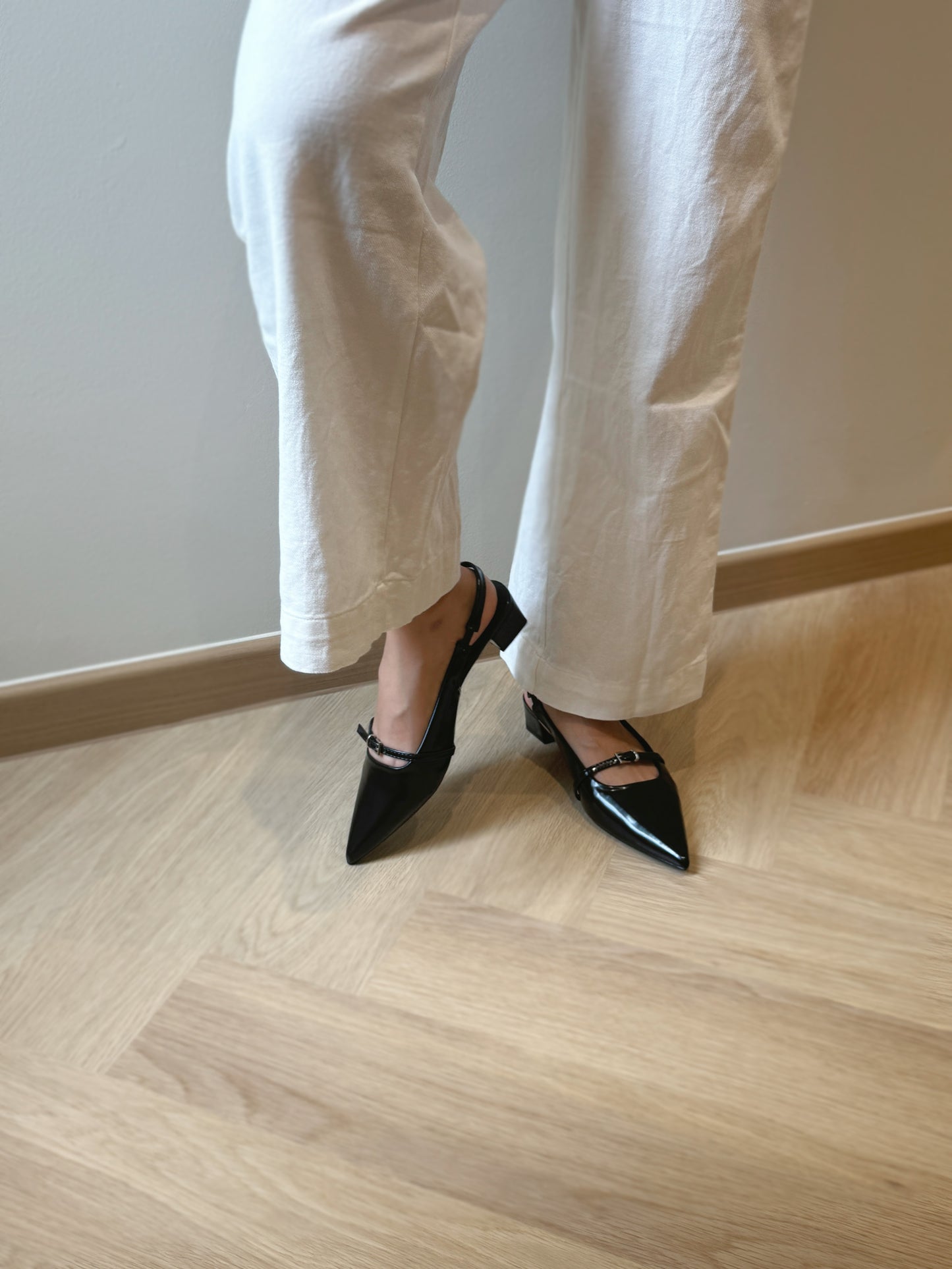 Carmela Pointed Buckled Heels (Black)