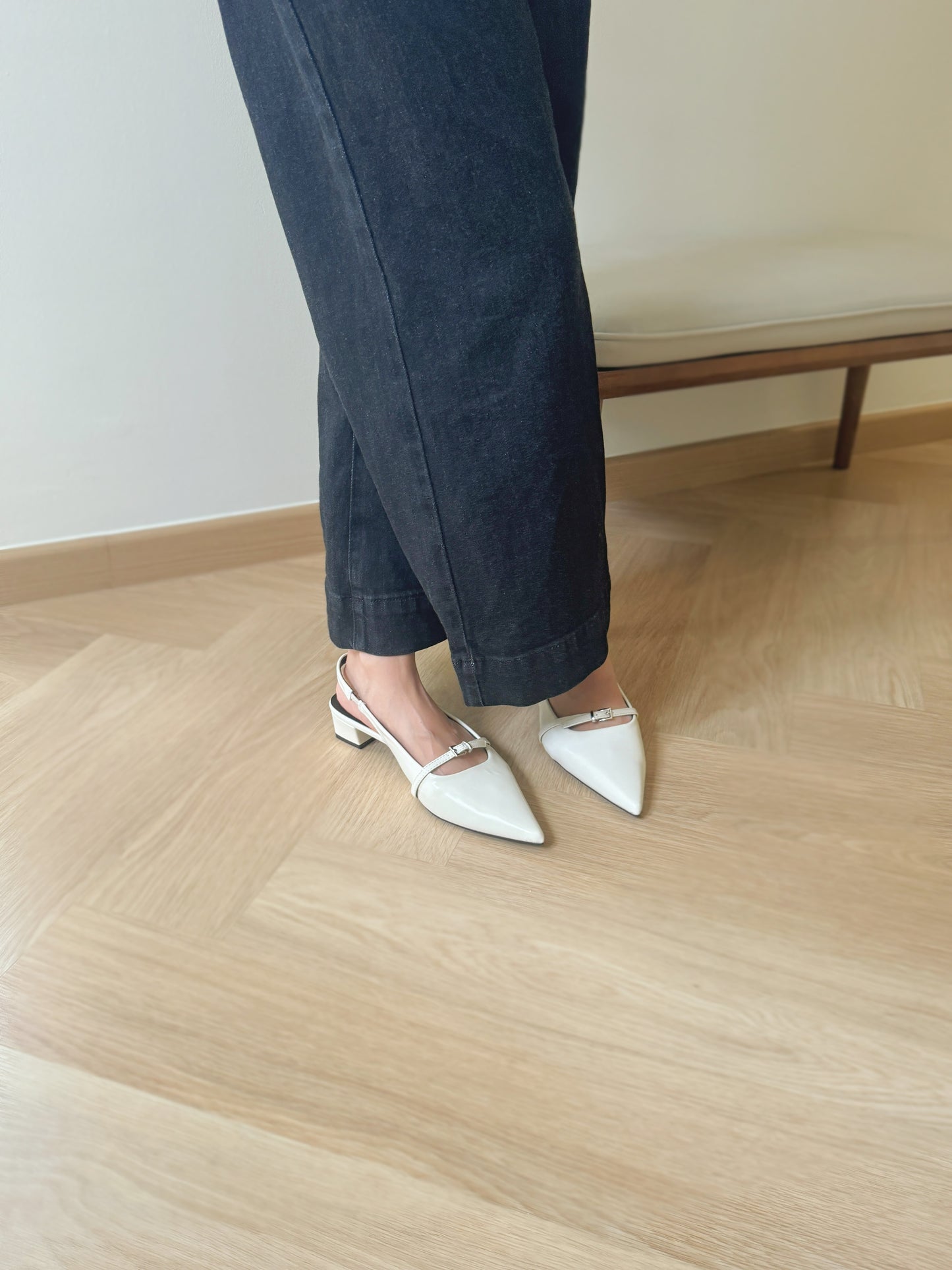 Carmela Pointed Buckled Heels (CreamWhite)