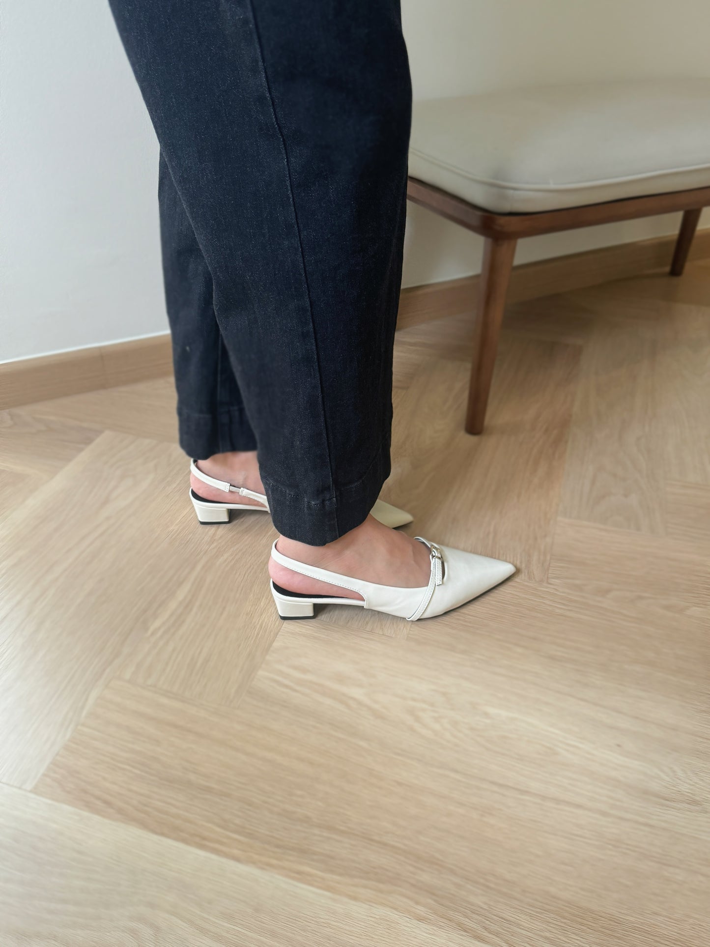 Carmela Pointed Buckled Heels (CreamWhite)