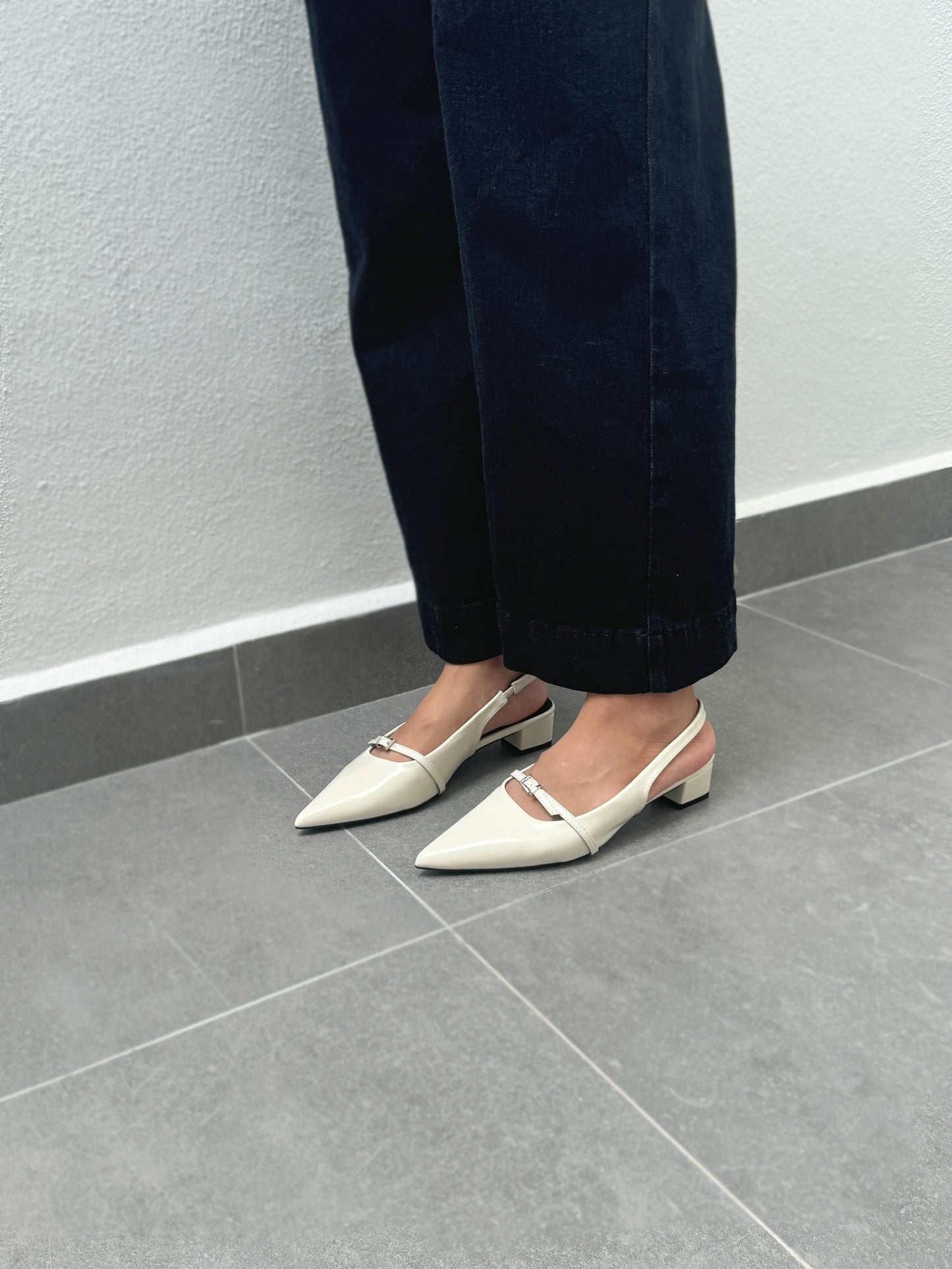 Carmela Pointed Buckled Heels (CreamWhite)